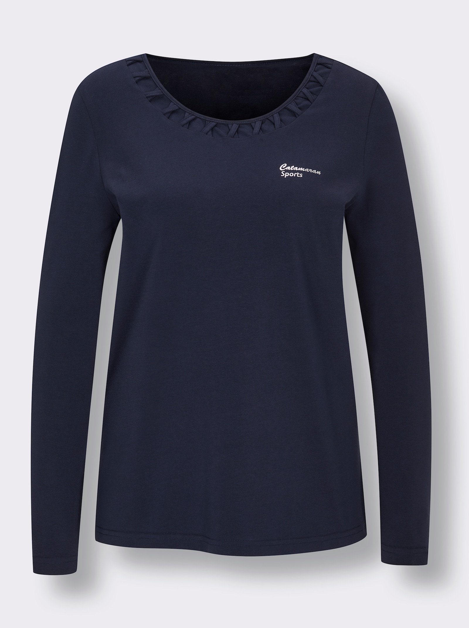 Catamaran Sports Vrijetijdsshirt met decoratieve bies - marine