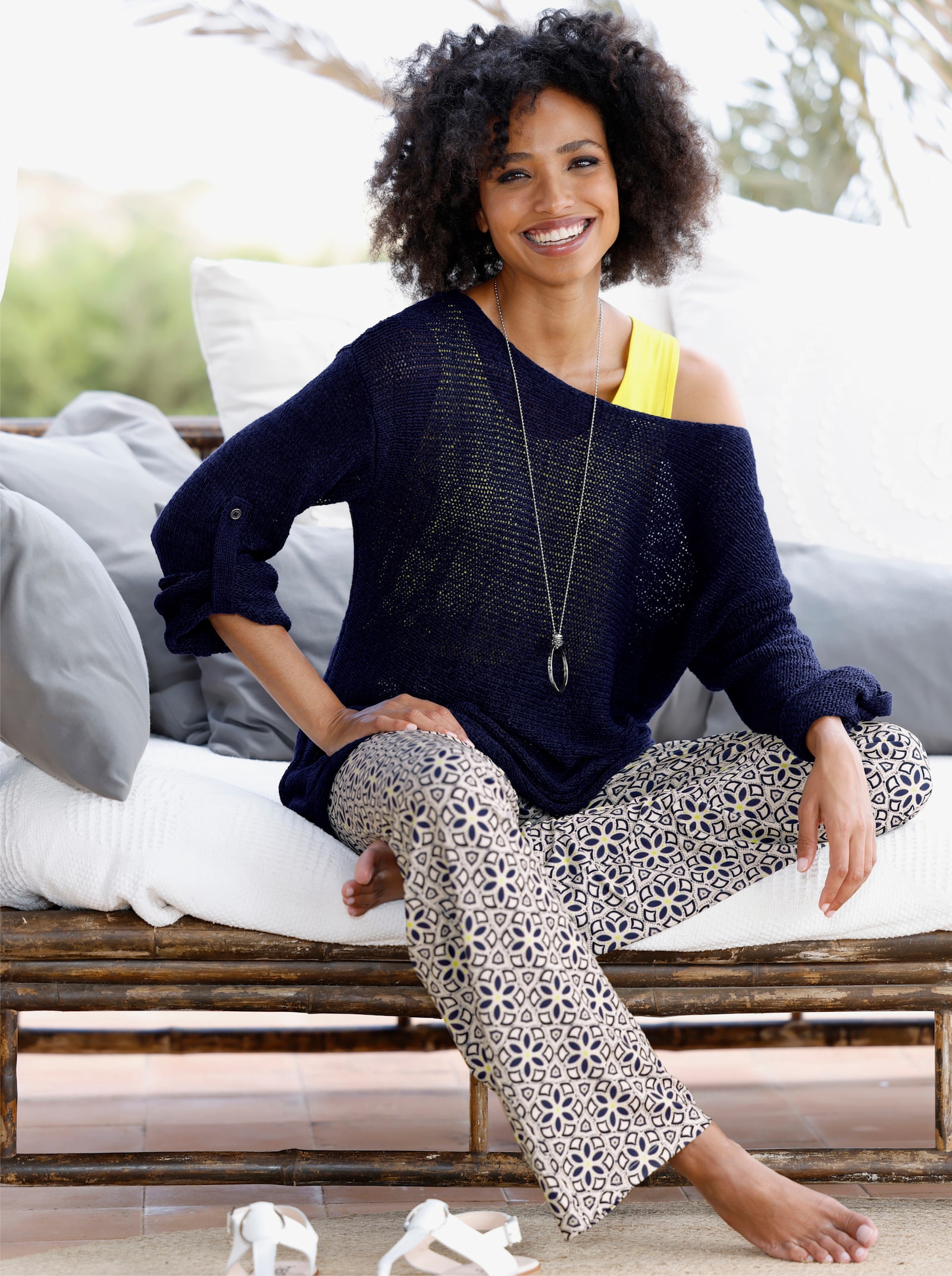 heine 2-in-1-Pullover mit Jersey-Top - marine-limone