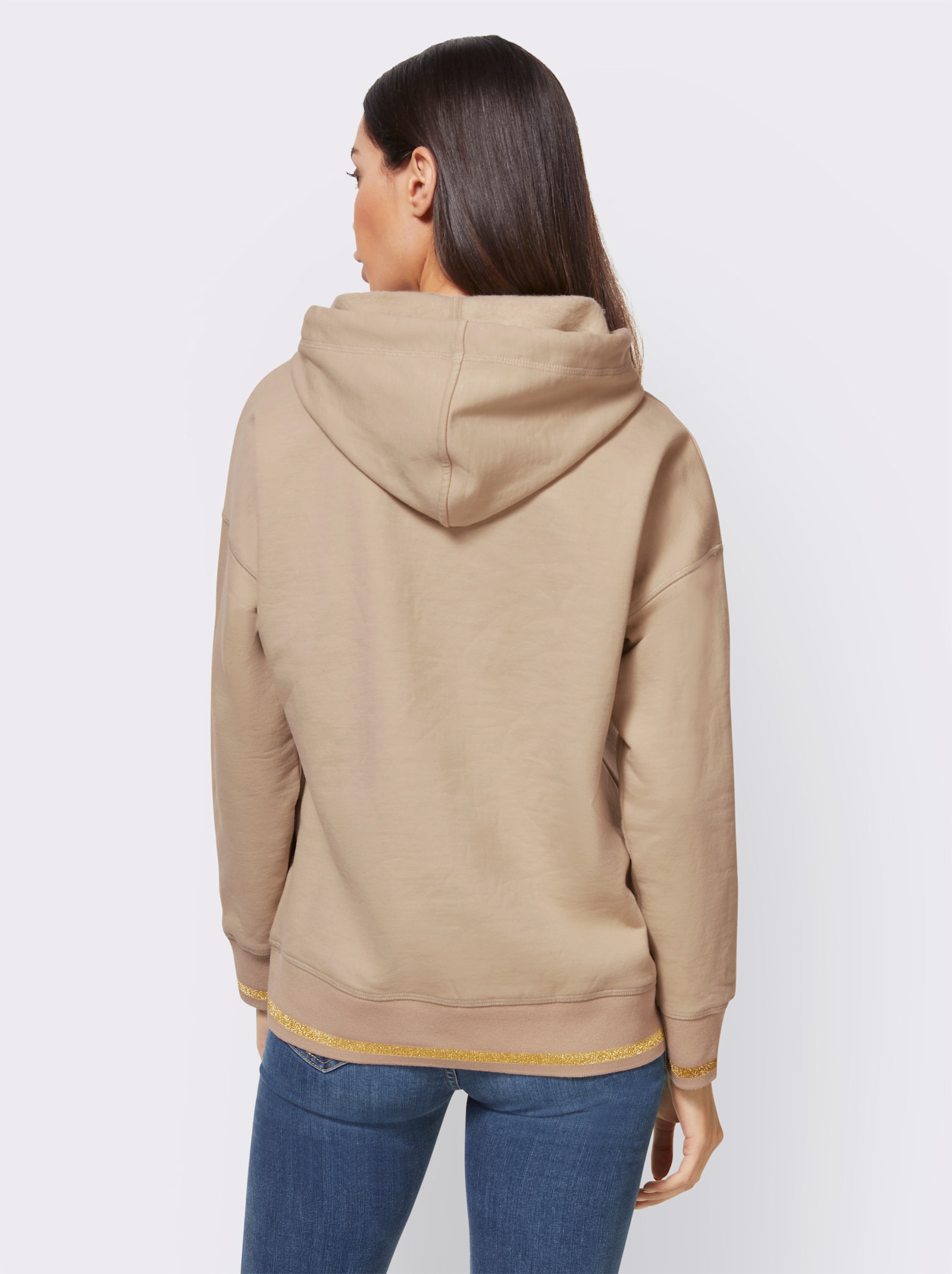 heine Sweatshirt avec fil brillant - sable imprimé