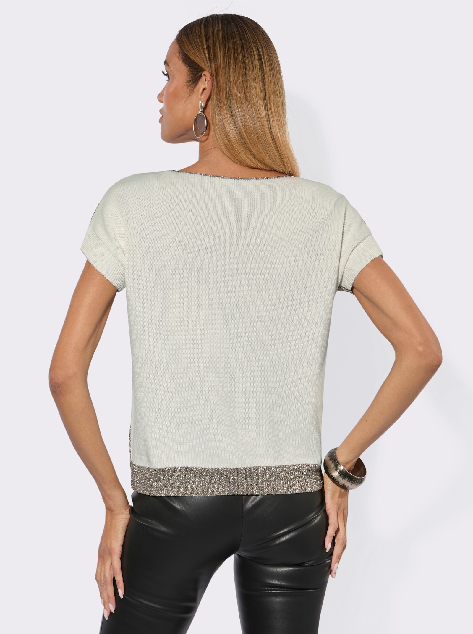 Ajourpullover mit Glanzgarn - sesam-ecru