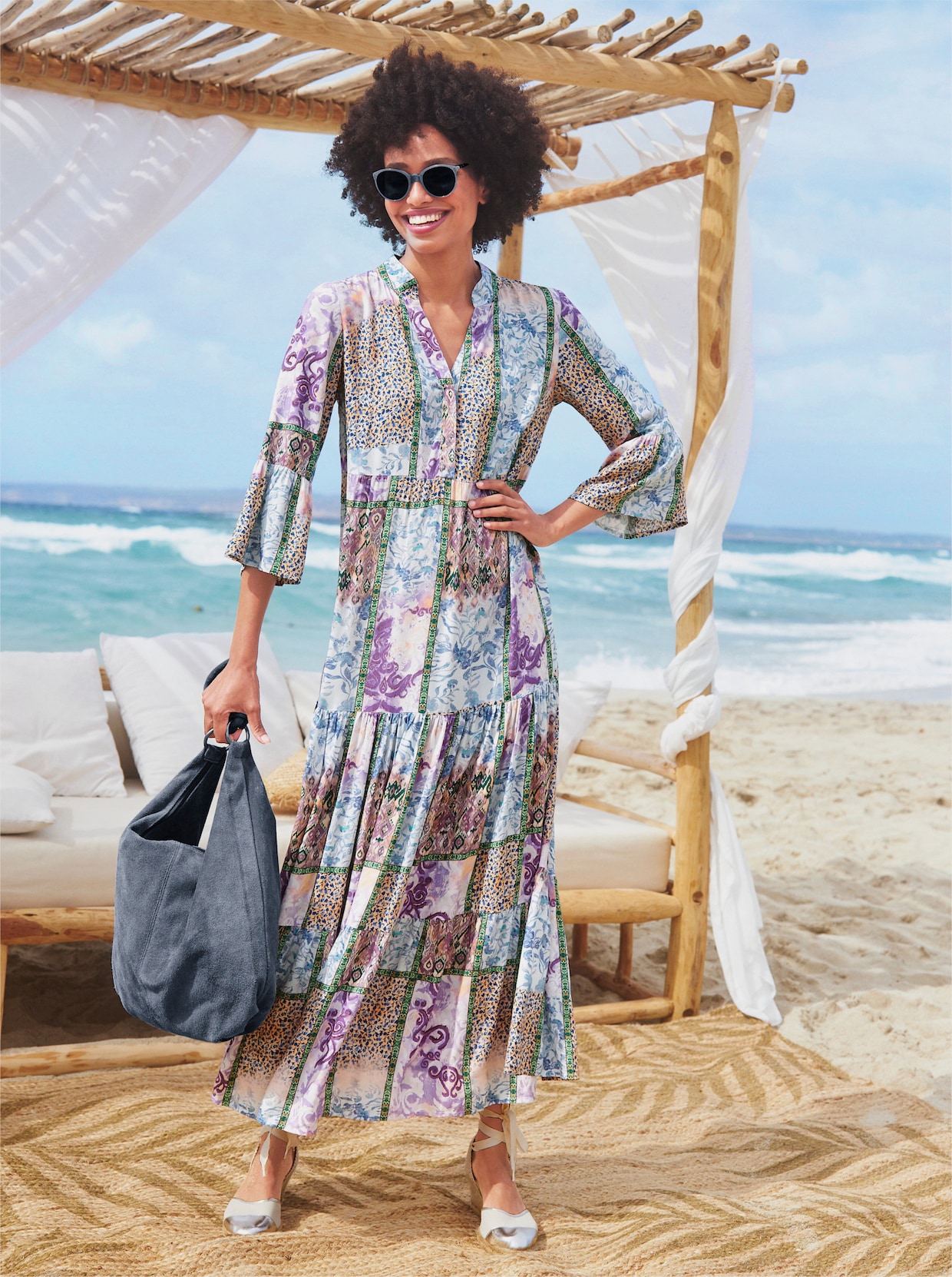 heine Druck-Kleid - lavendel-mint-bedruckt