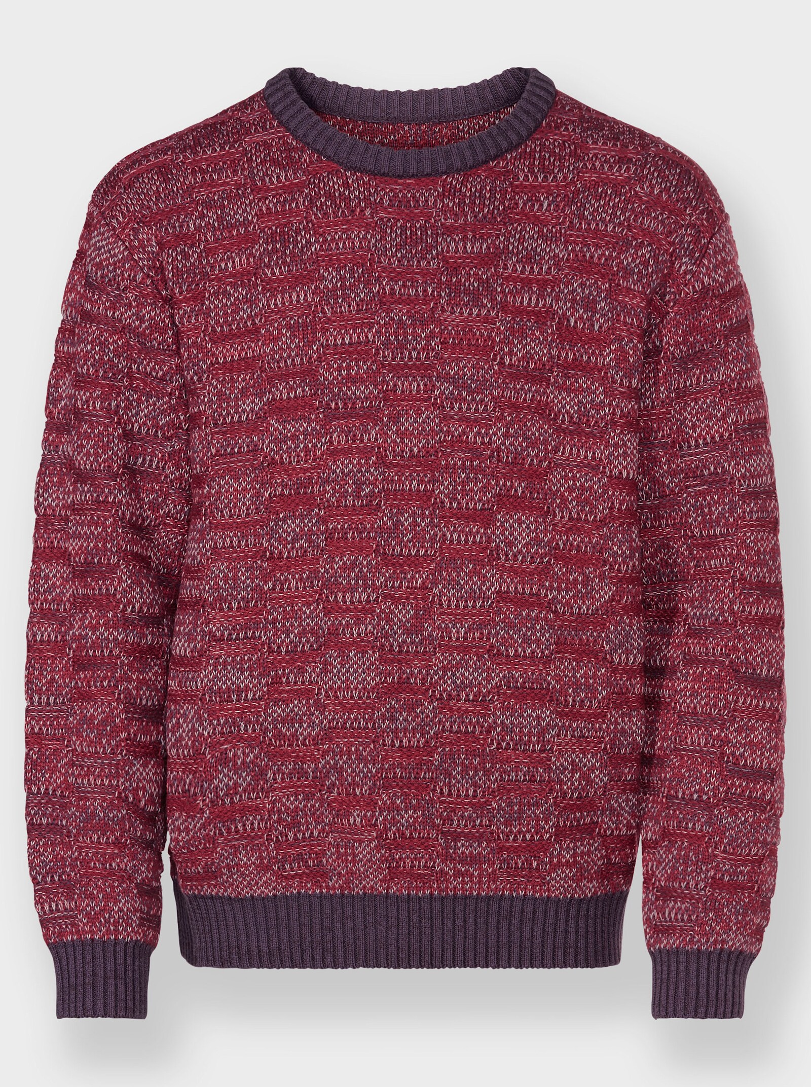 Marco Donati Langarm-Pullover mit Rippbündchen, unifarben - kirsche-gemustert