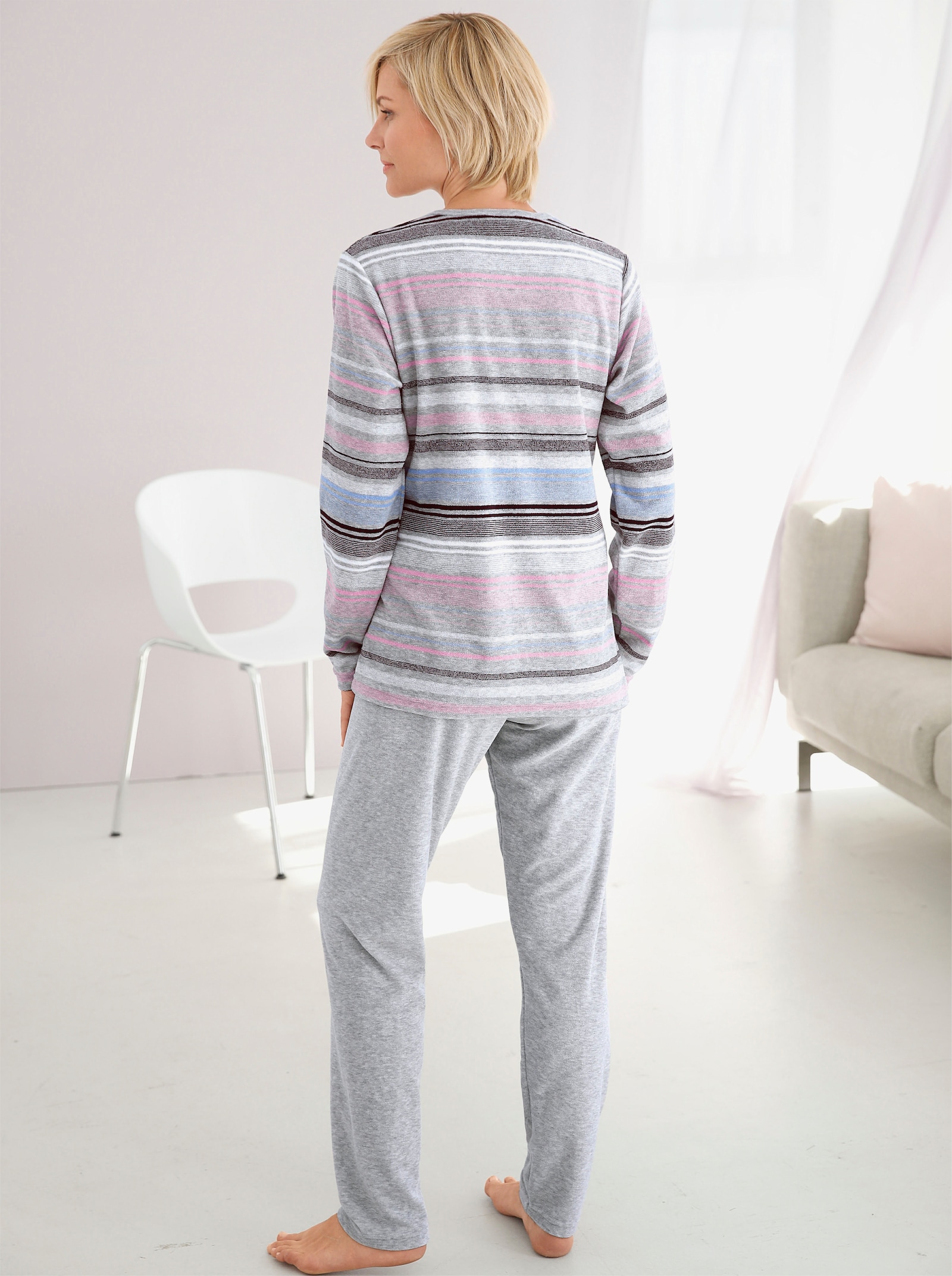 Normann Pyjama Fijnfrotté van katoen - grijs gemêleerd