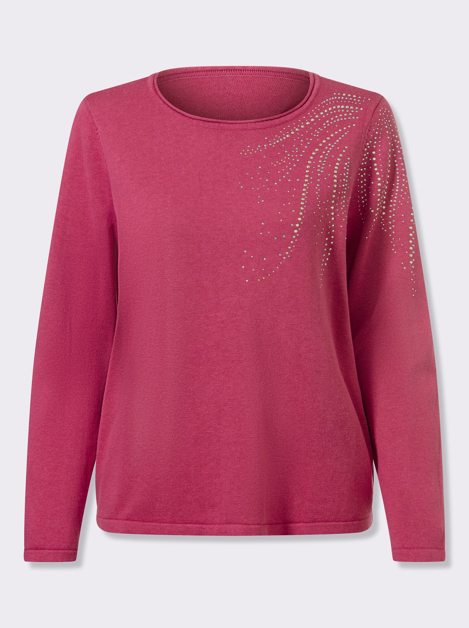 Feinstrickpullover mit Metallplättchen-Applikation - fuchsia