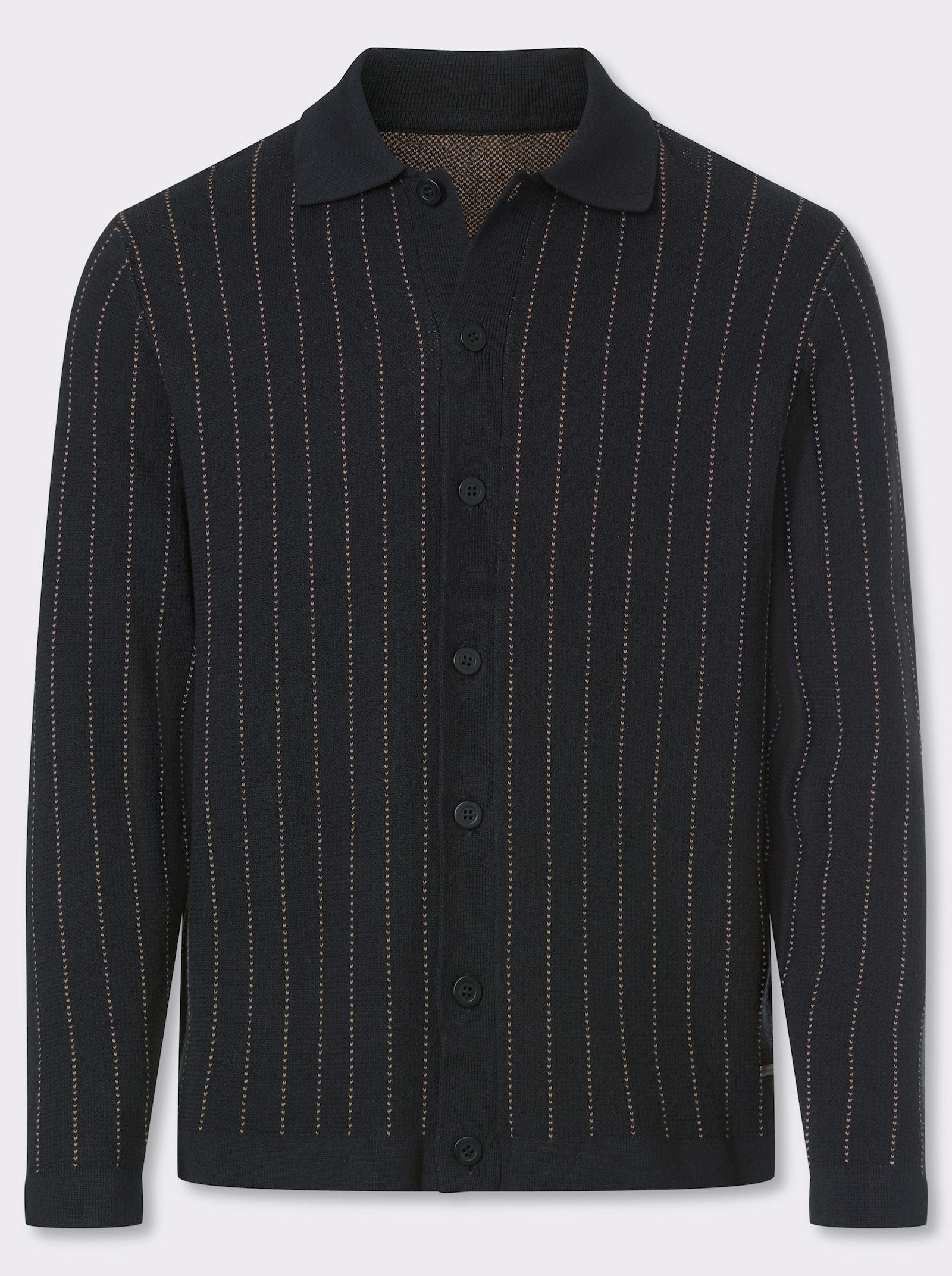 Marco Donati Strickjacke mit Jacquard-Muster, Baumwolle - schwarz