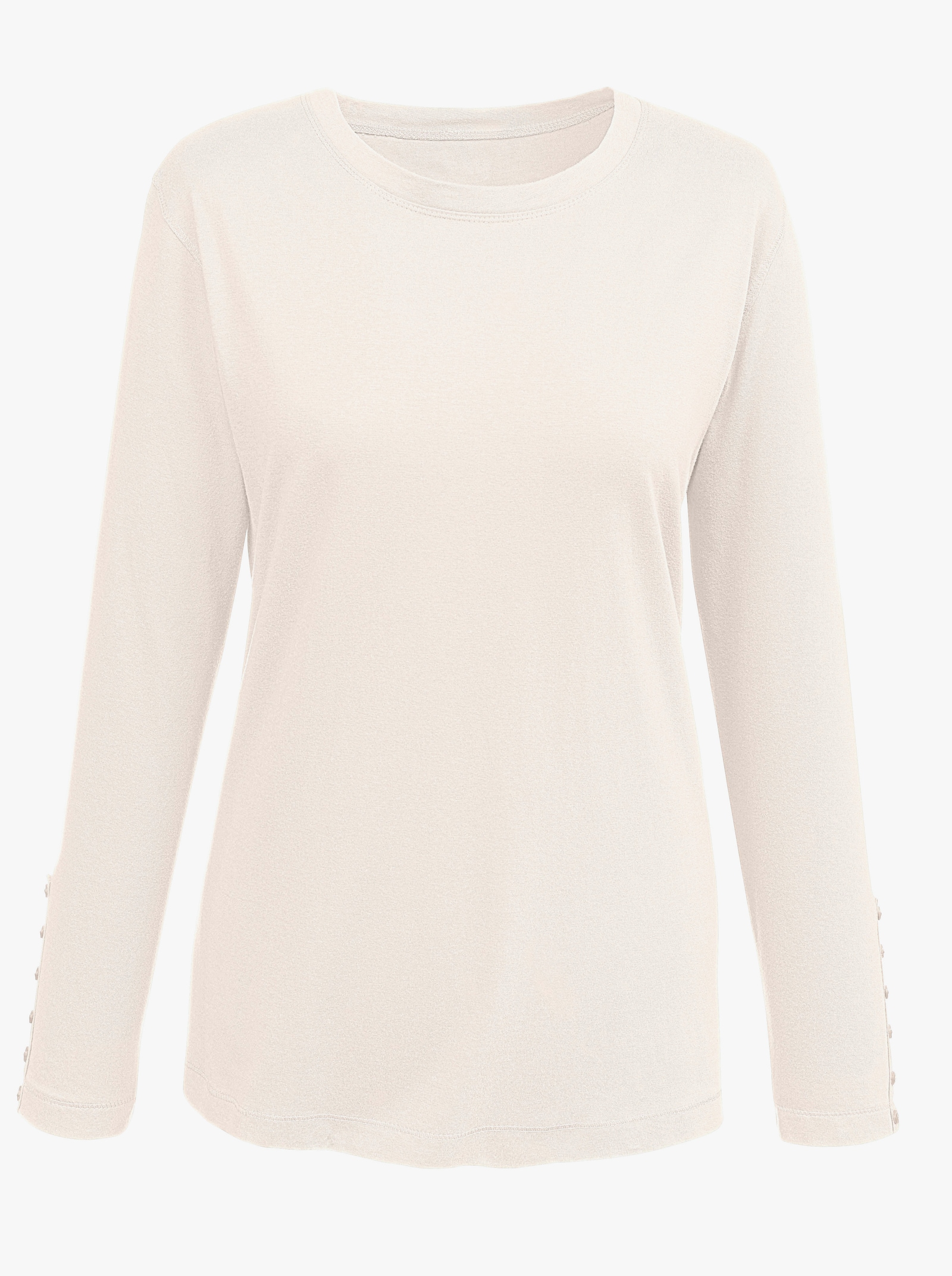 Shirt met lange mouwen en sierknoopsluiting - wolwit