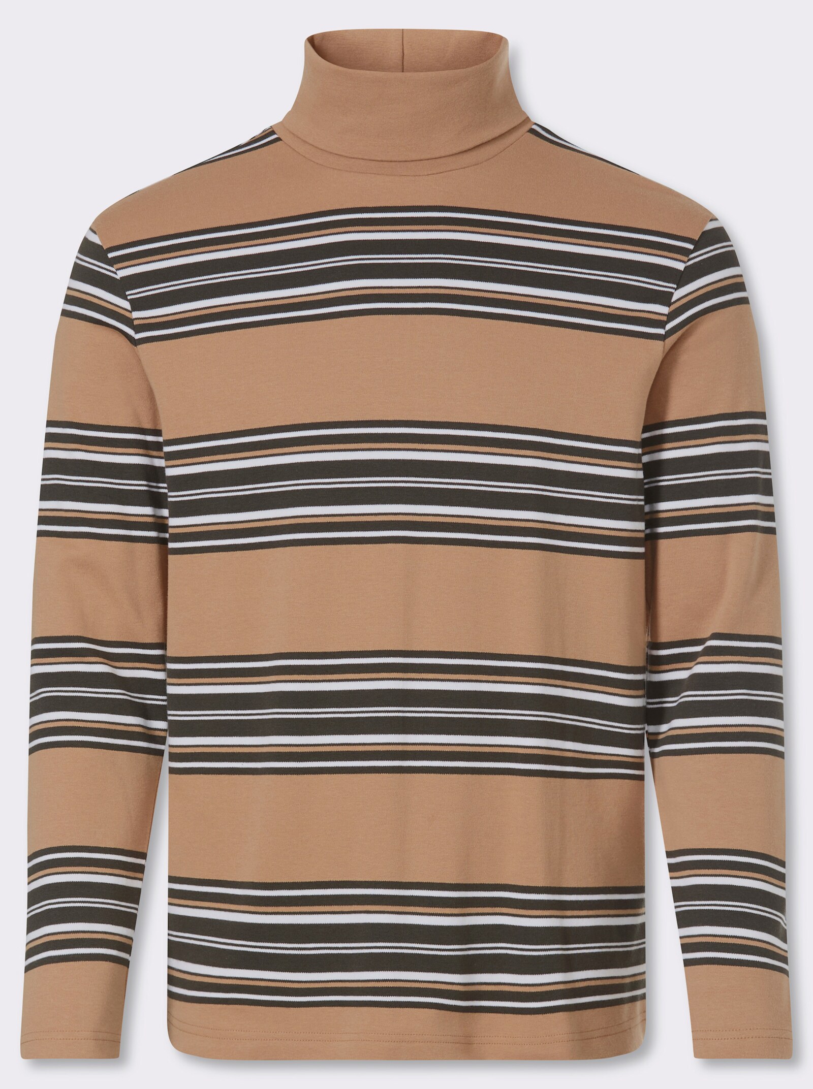 Catamaran Rollkragenshirt - camel-gestreift