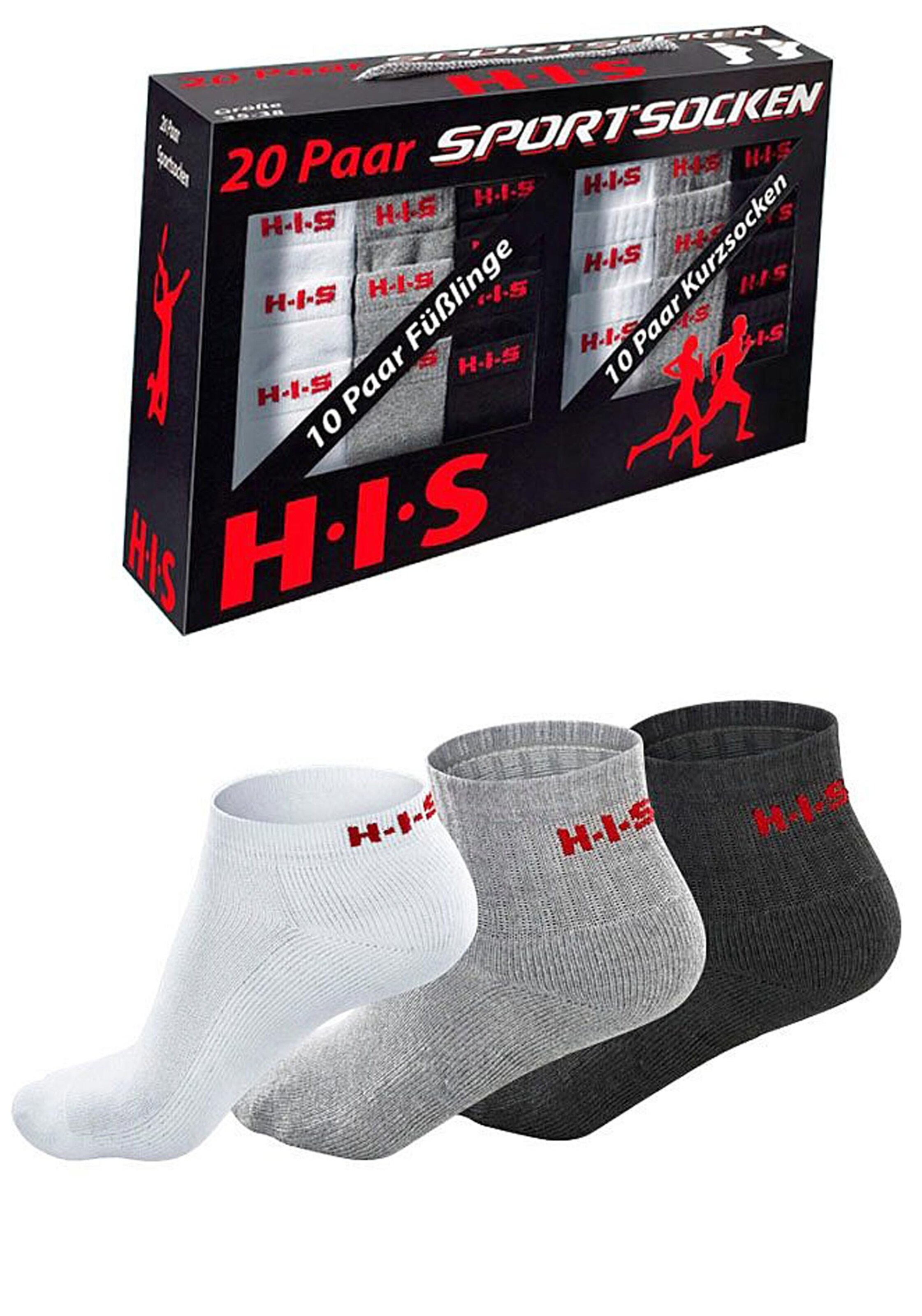 Wäsche Strümpfe & Socken H.I.S Kurzsocken in 1x weiß + 1x grau + 1x schwarz 
