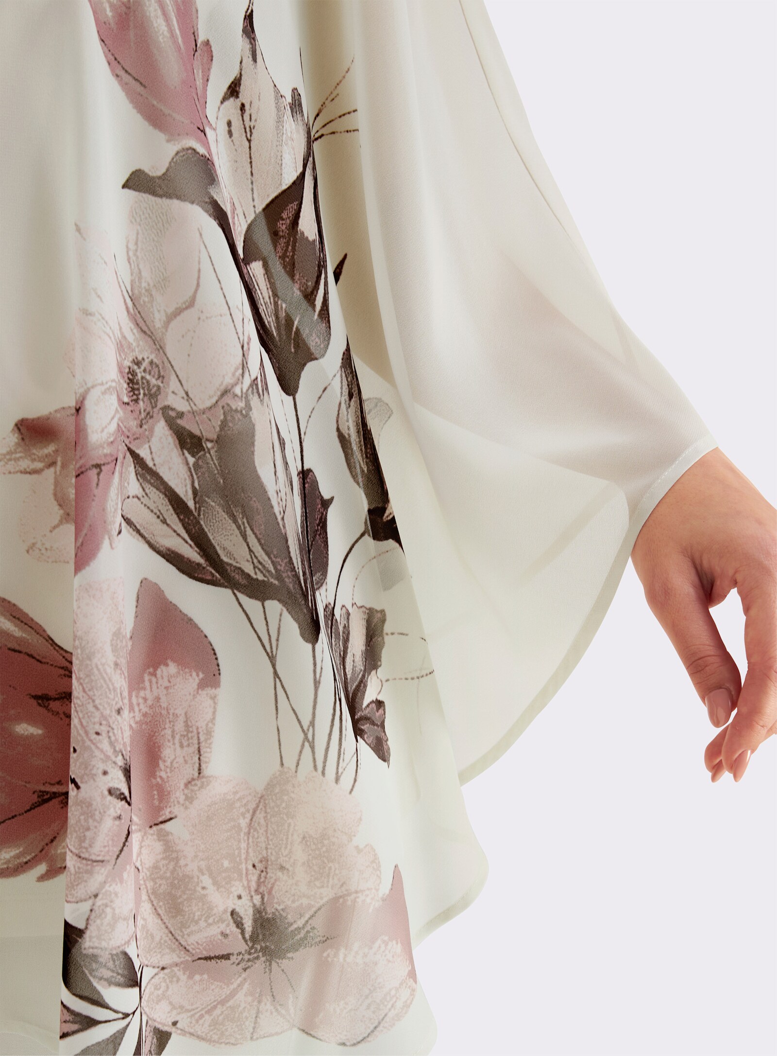 sheego Tunika in Cape-Form - champagner-puder-bedruckt