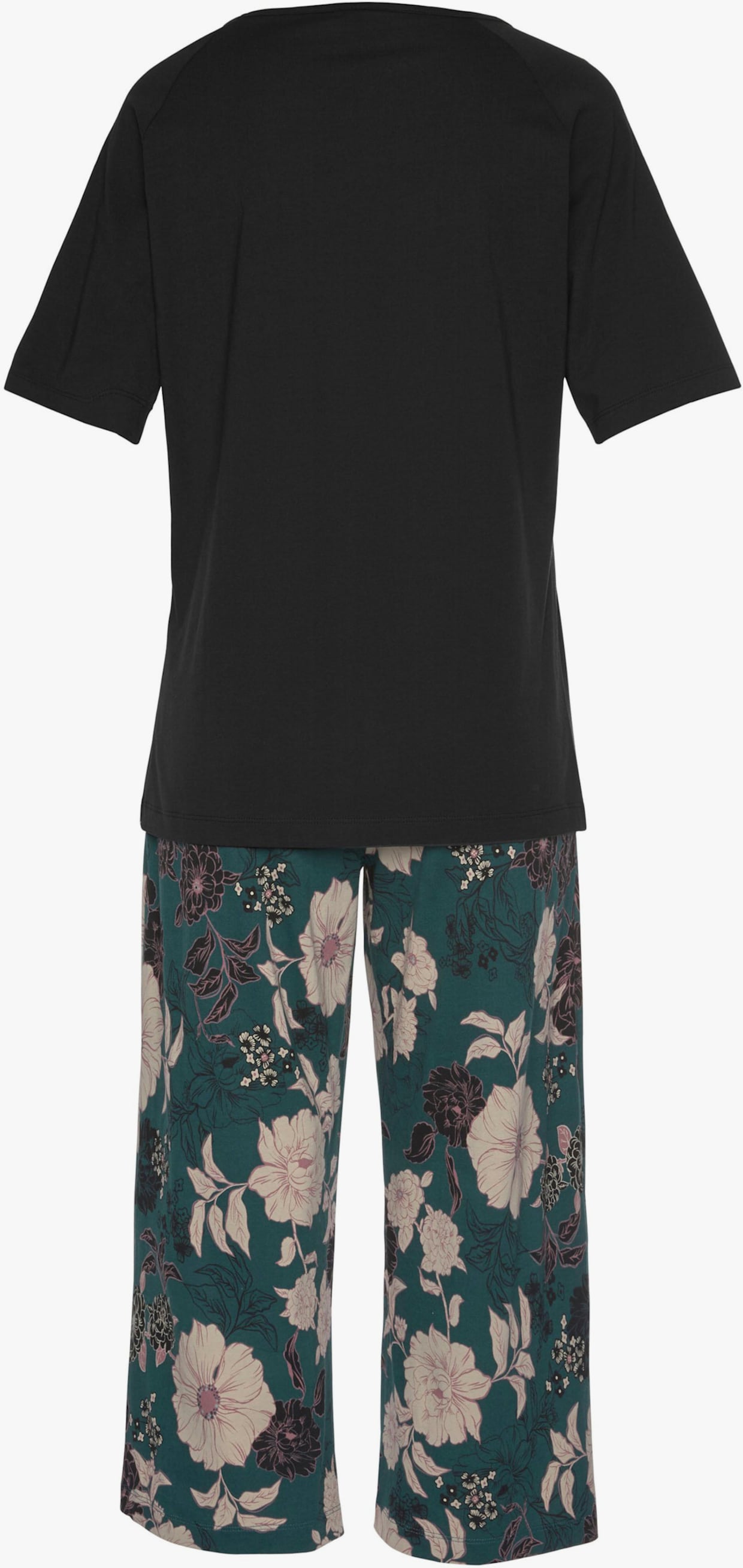 s.Oliver Capri-pyjama - zwart/donkergroen gedessineerd
