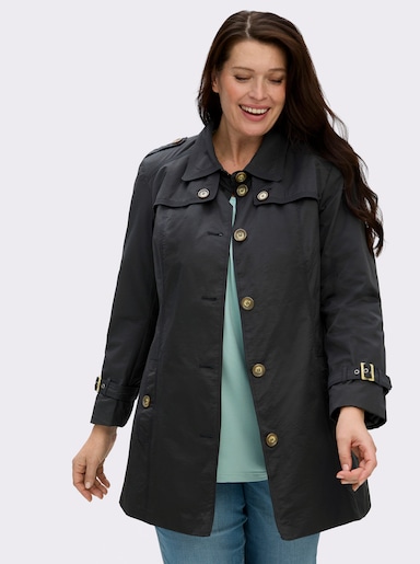 Kurzmantel in Trenchcoat-Optik - schwarz
