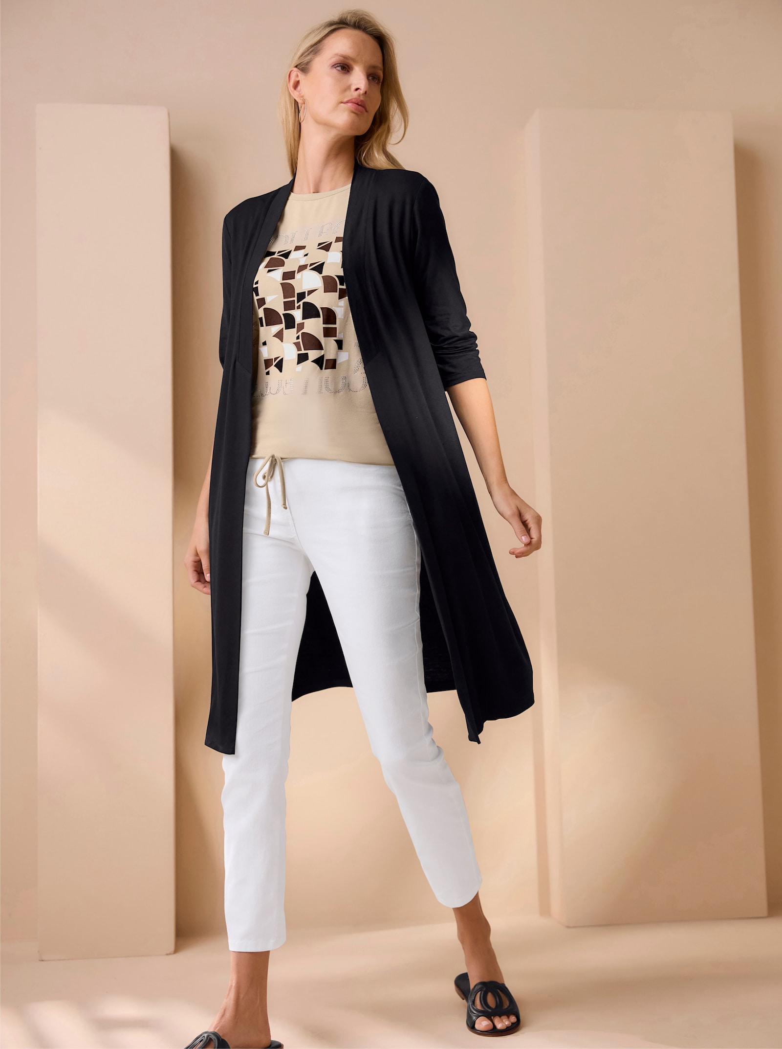 heine Shirtjacke verschlusslos - schwarz