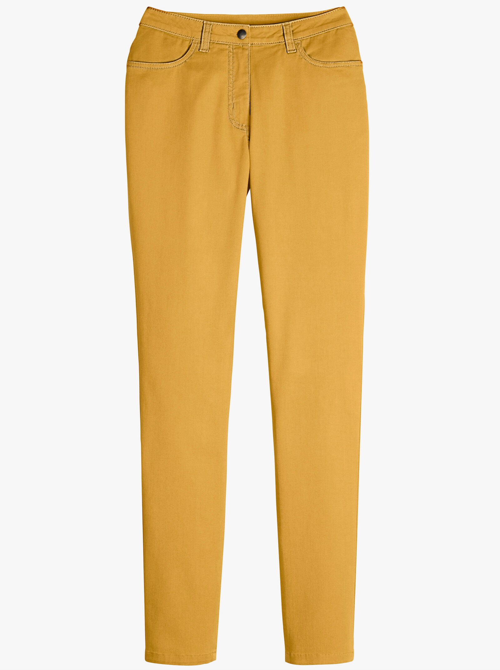 Strečové kalhoty s úzkou šířkou nohavic - mosazná