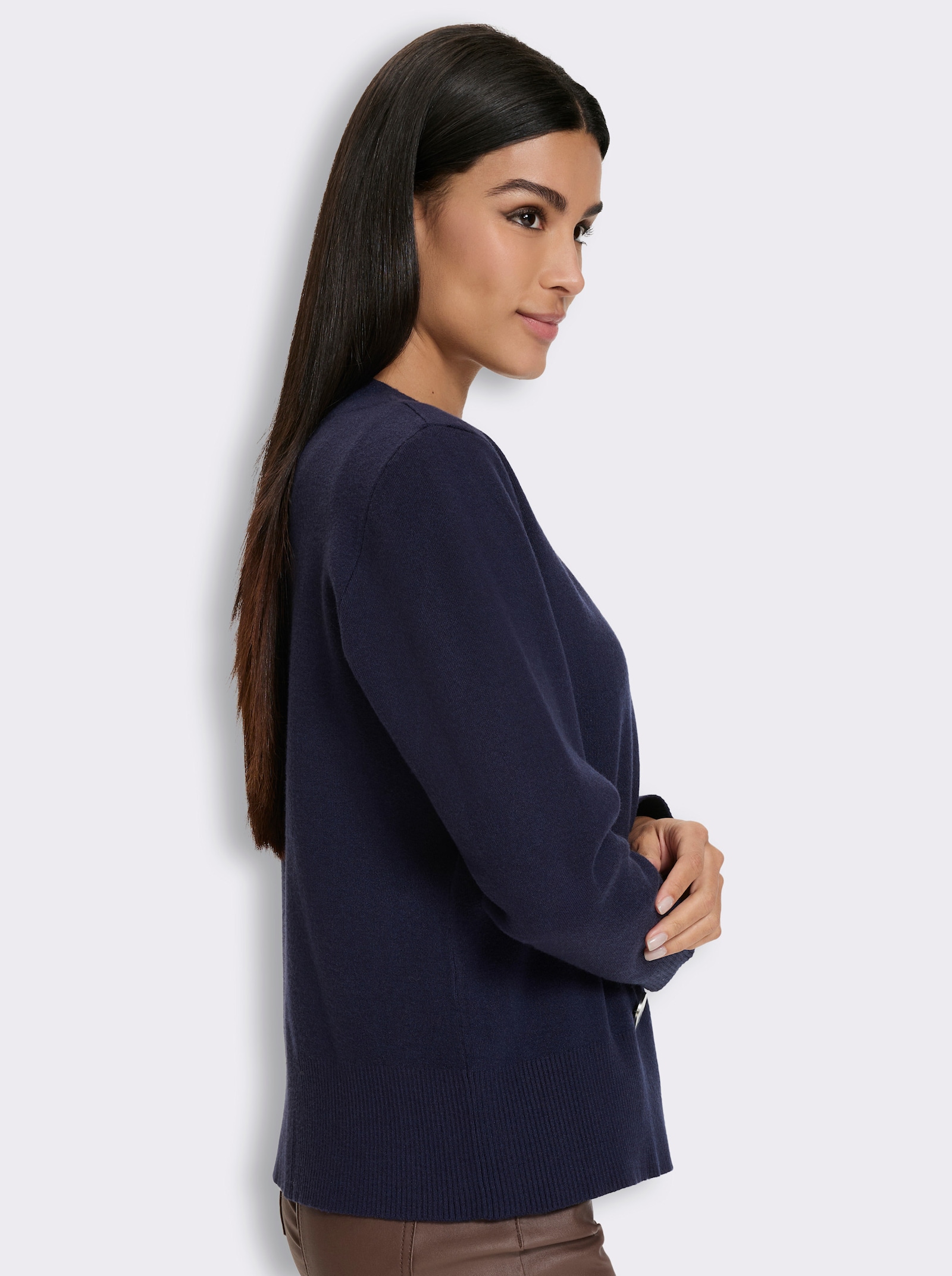 heine Feinstrickjacke mit Zierknöpfen - marine