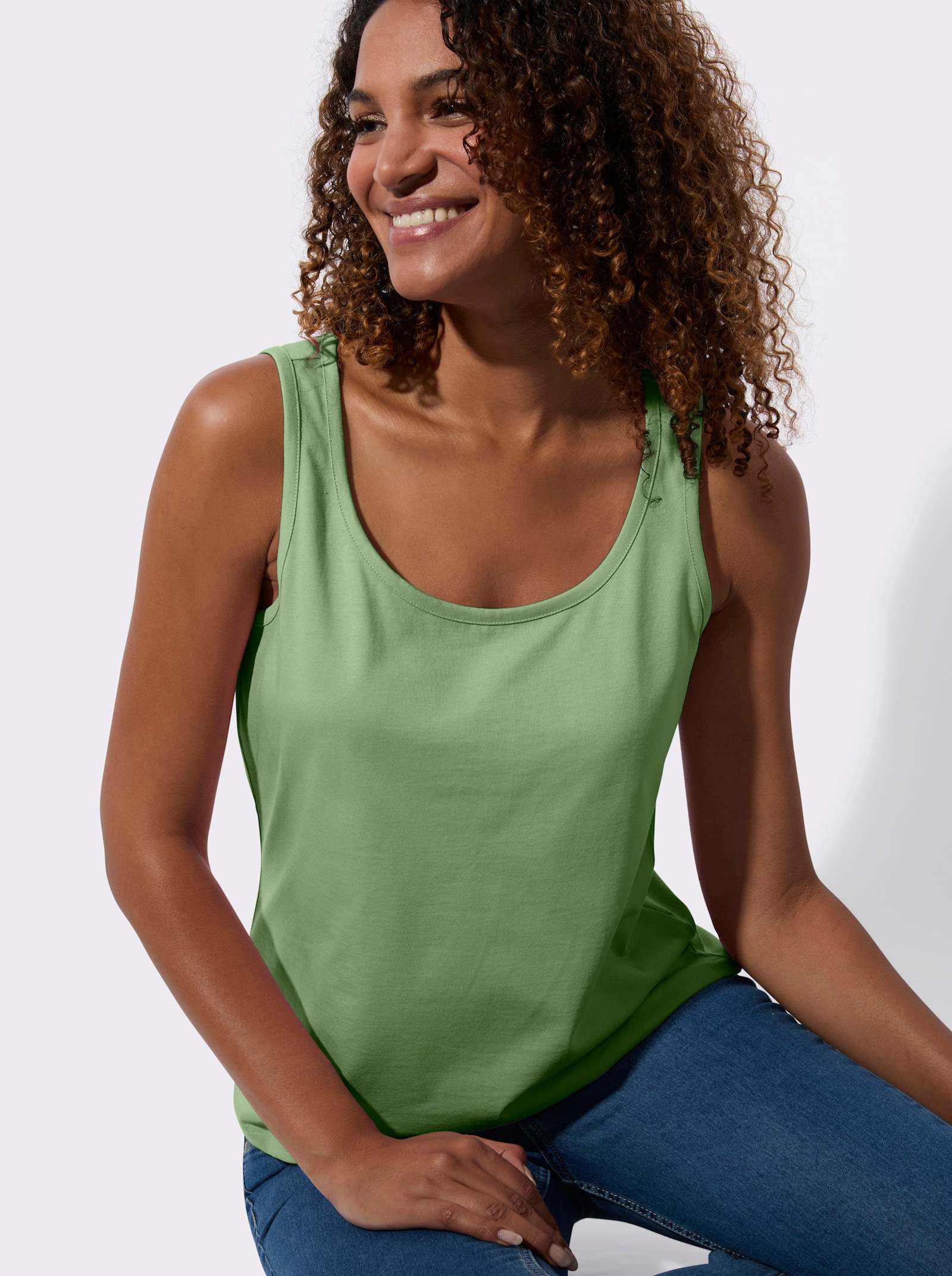 Tričkový top v dvojbalení - Eukalyptová + svetlobéžová