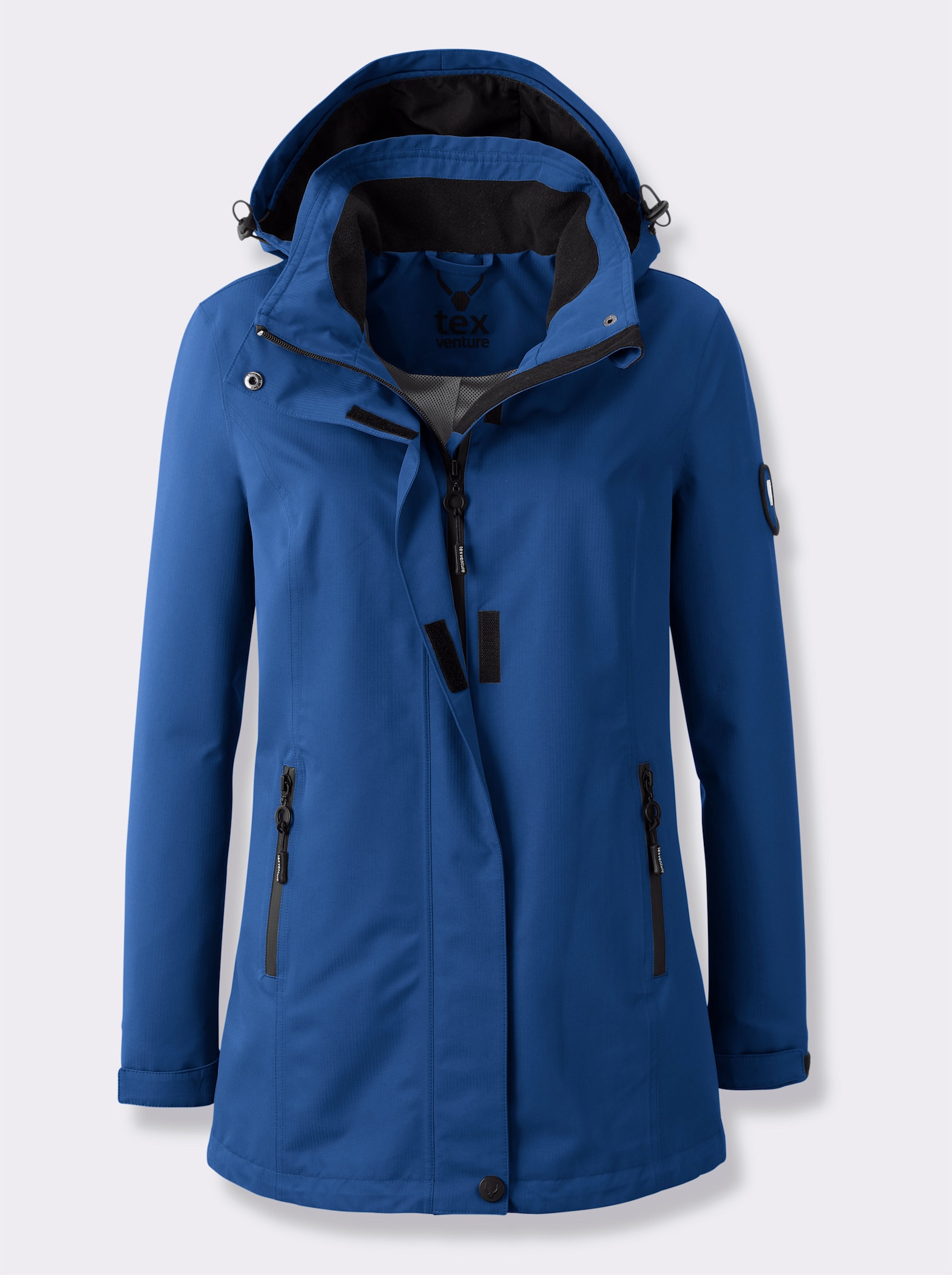 Funktionsjacke mit Reißverschluss-Taschen - jeansblau