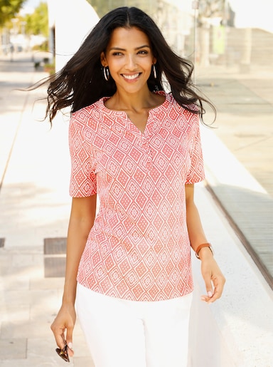 Kurzarmshirt - flamingo-ecru-bedruckt
