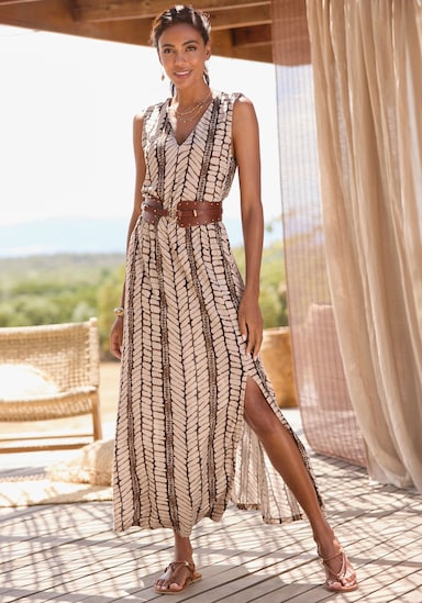 LASCANA Maxikleid - beige-braun bedruckt