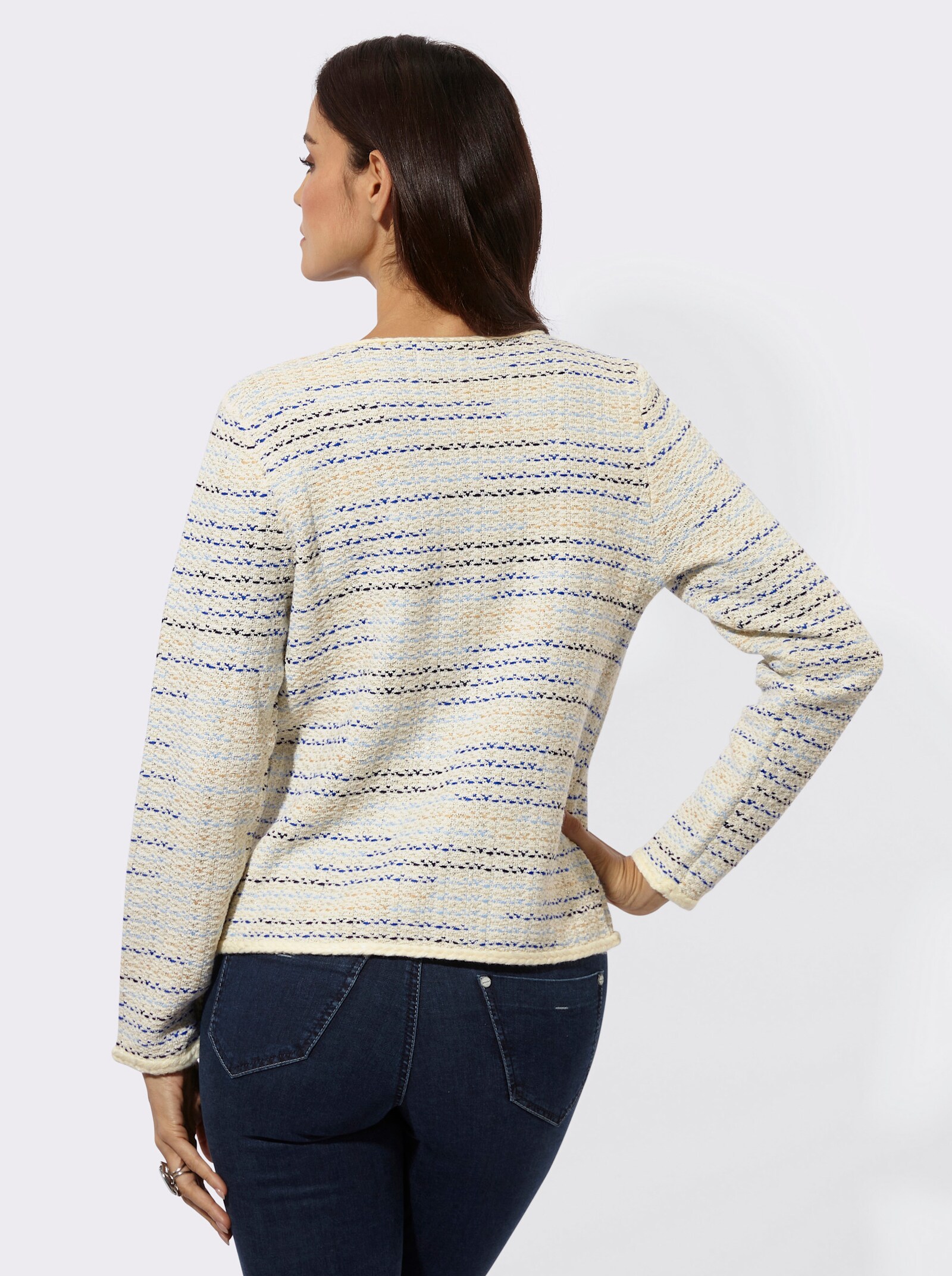 Cardigan in Bouclé-Optik - champagner-marine-meliert