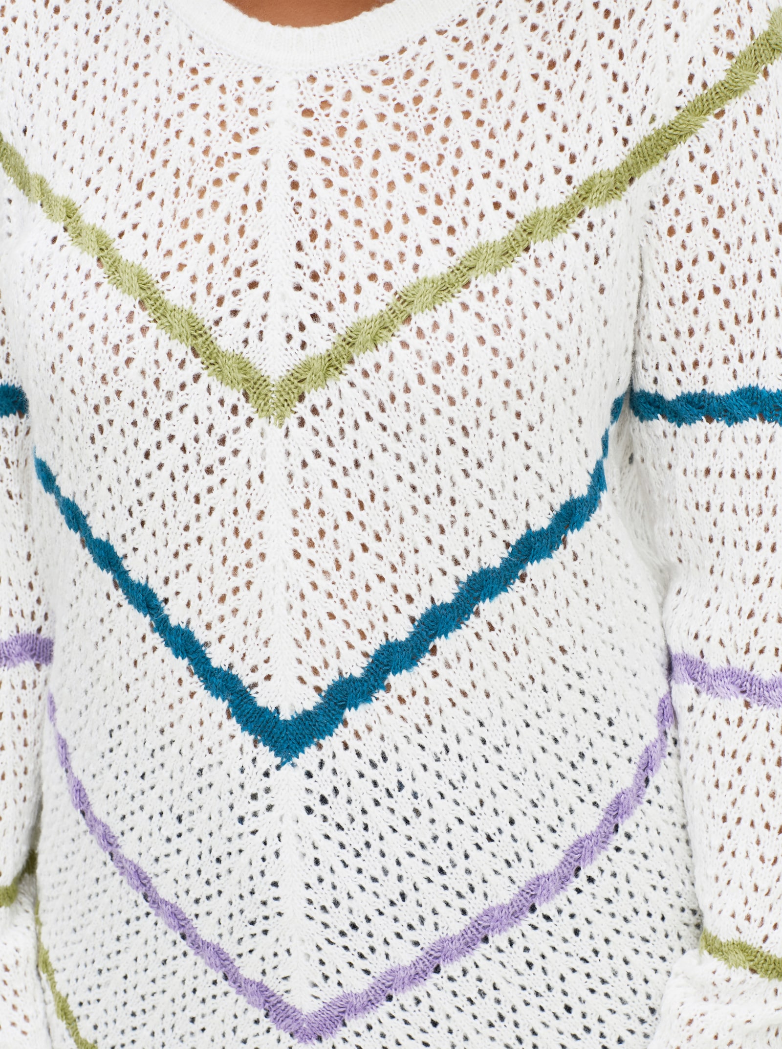 sheego Pull ajouré avec rayures à motif torsadé - écru à motifs