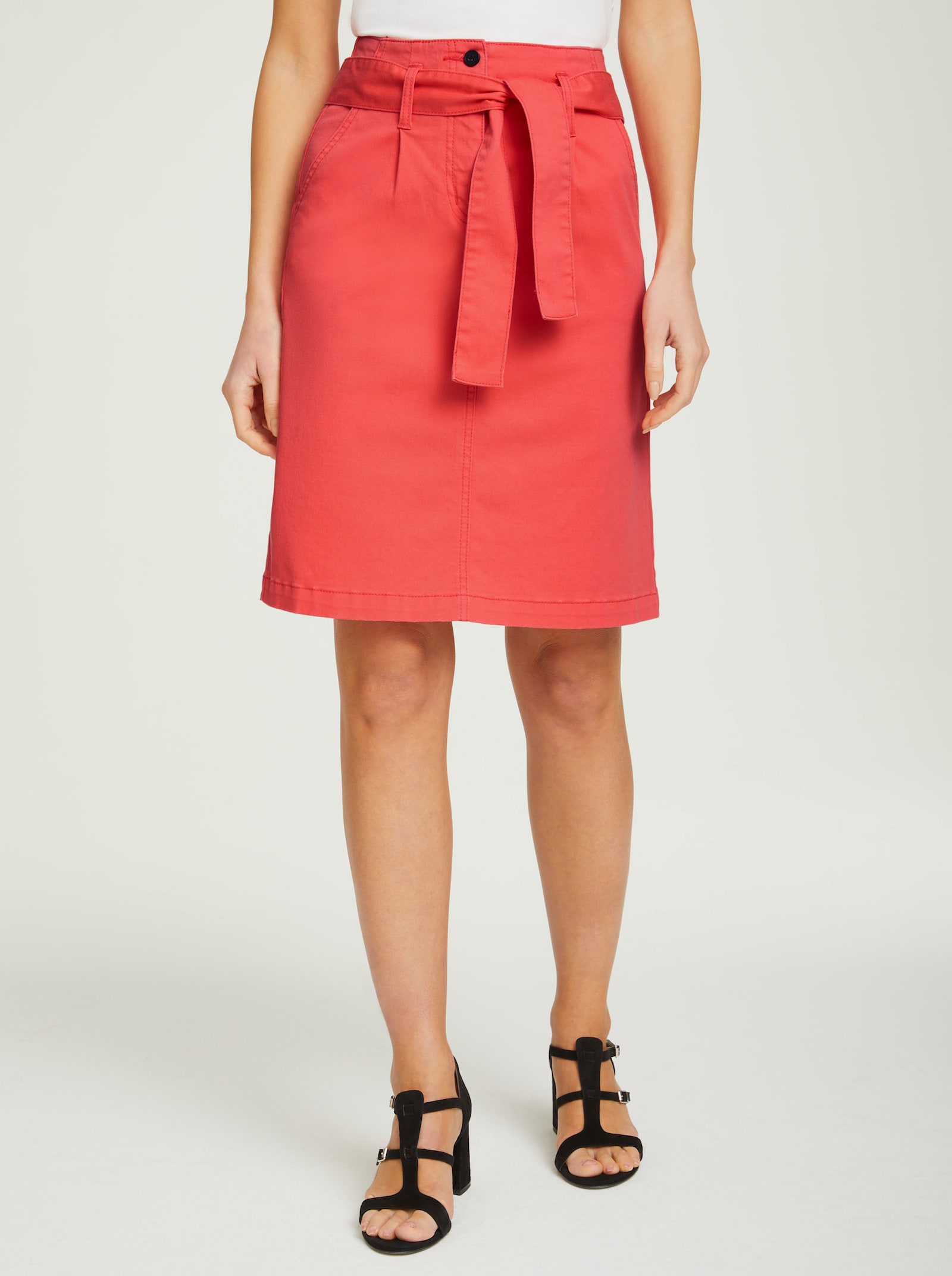 heine Geweven rok met bandplooien - langoustine