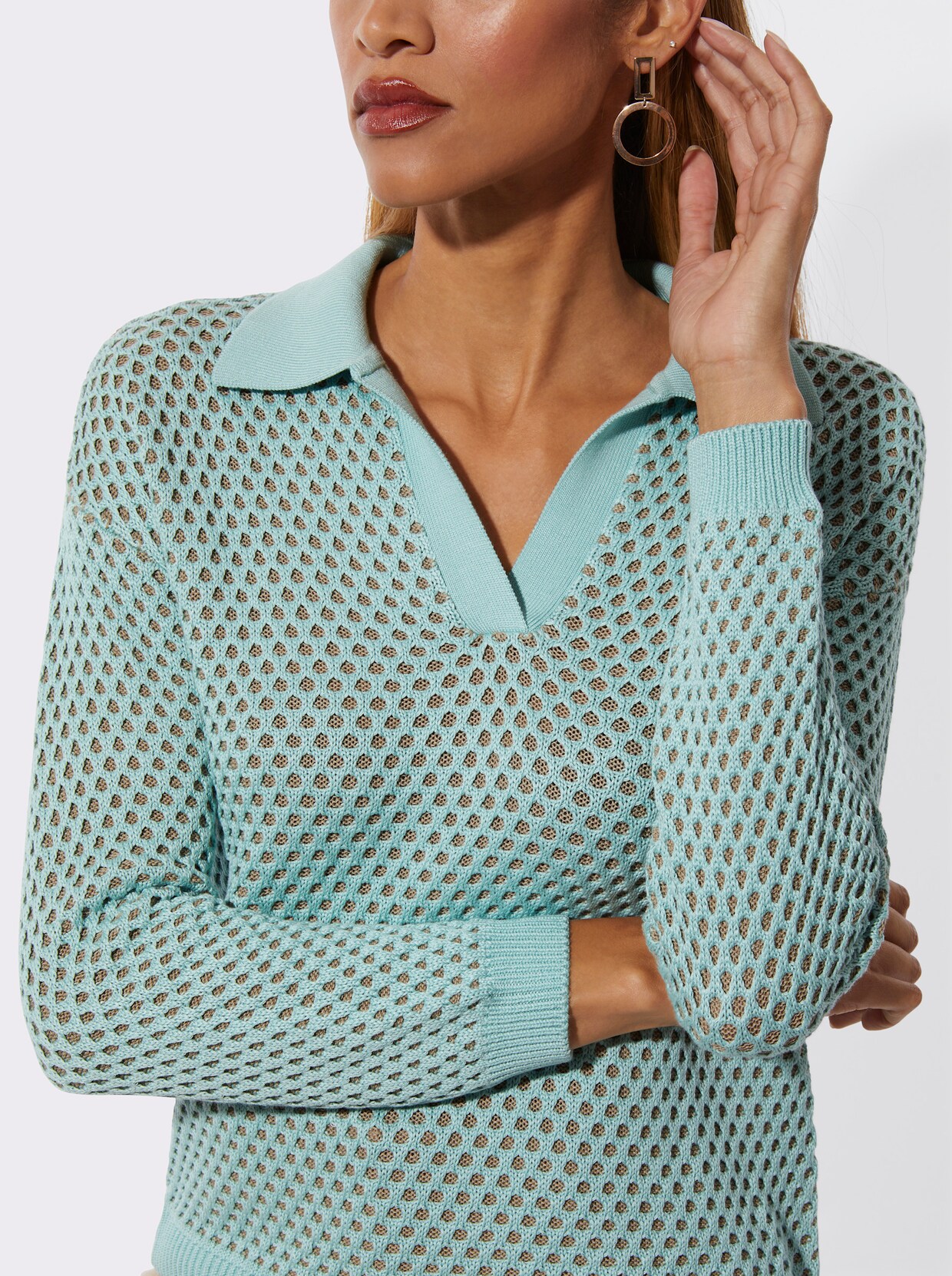 Ajourpullover - mint-sesam