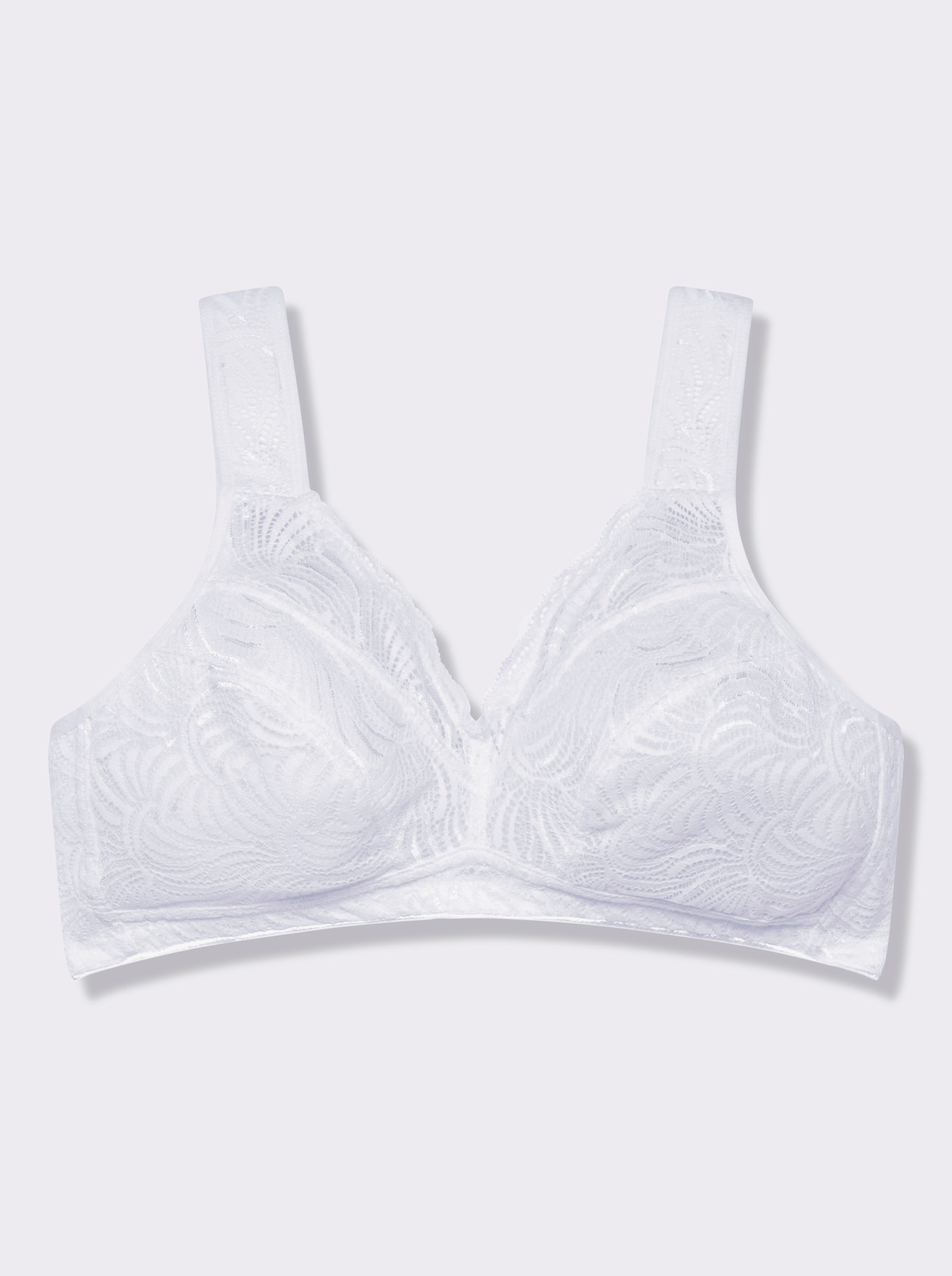 wäschepur BH ohne Bügel aus elastischer Spitze - weiß