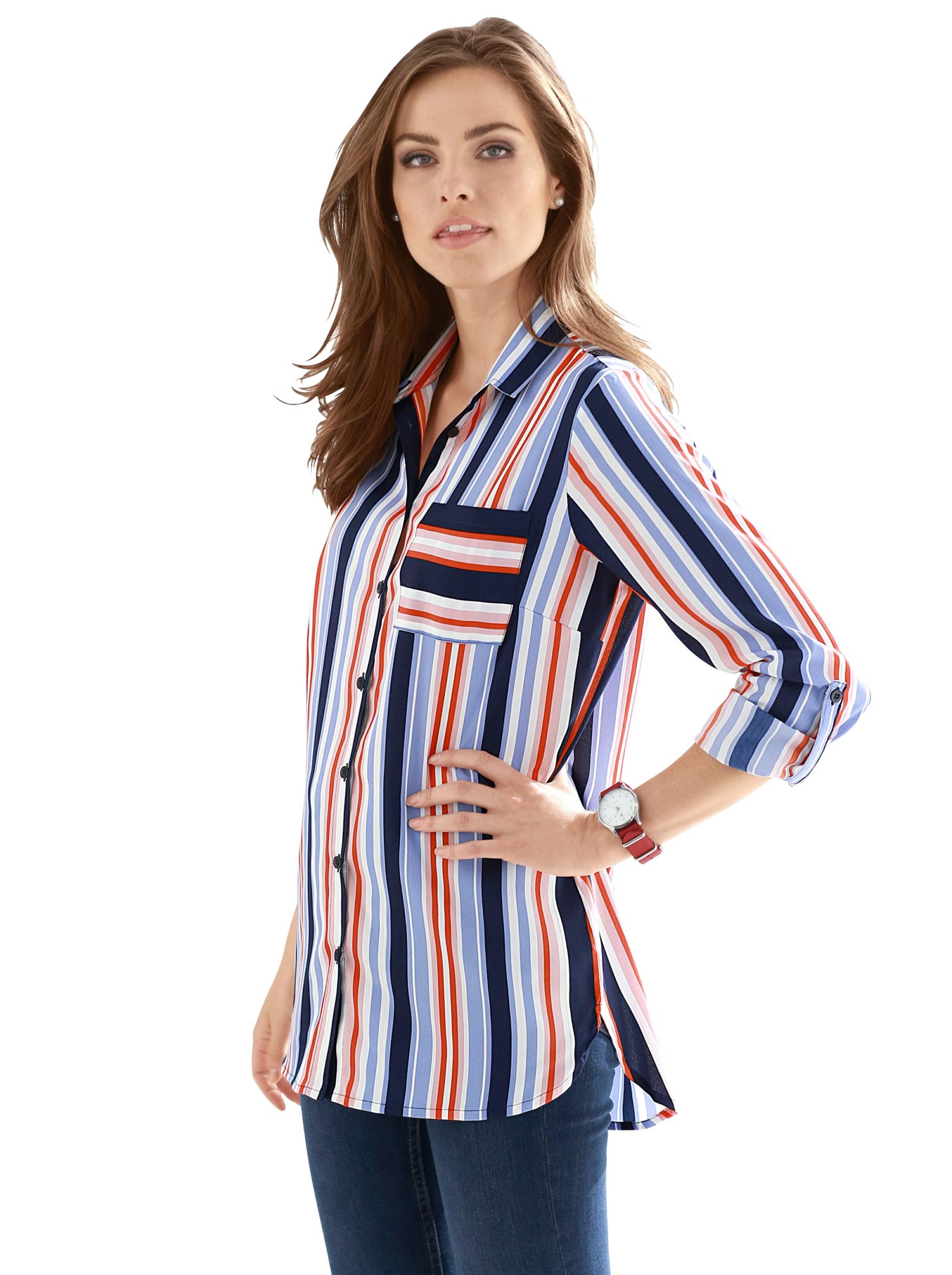 Gestreifte Bluse - rot-blau-gestreift