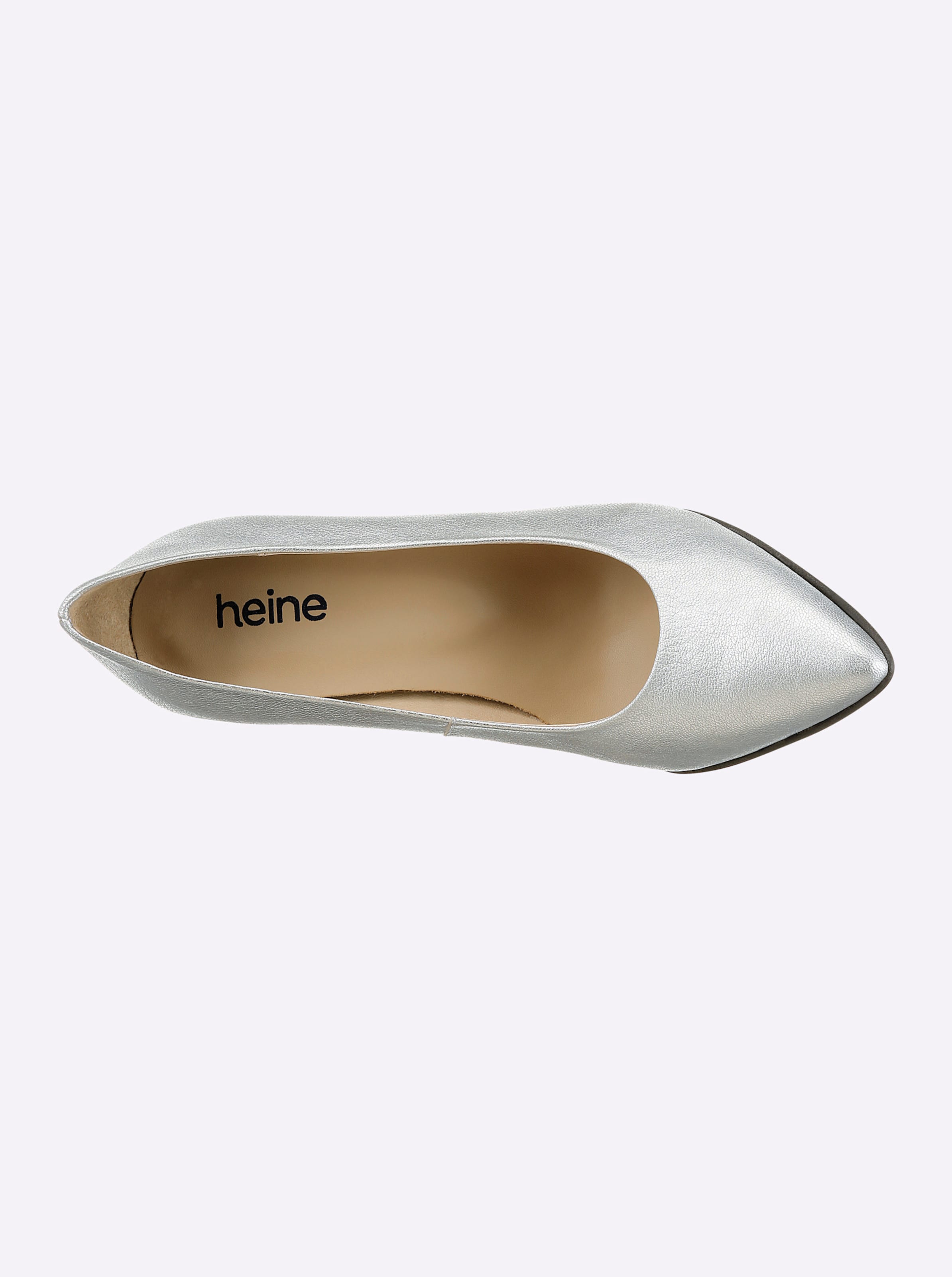 Heine Damen Hellgrau Pumps Gr. 35, Silberfarben, Glattleder, Leder, Schuhe Pumps - Bild 3