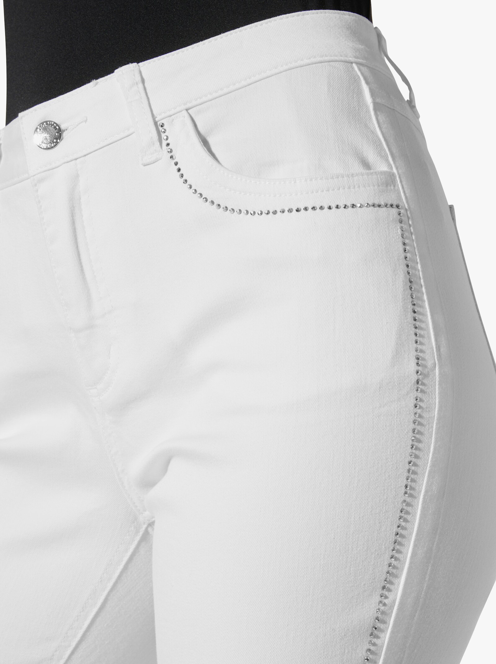 5-Pocket-Jeans mit Glitzersteinchen - weiß