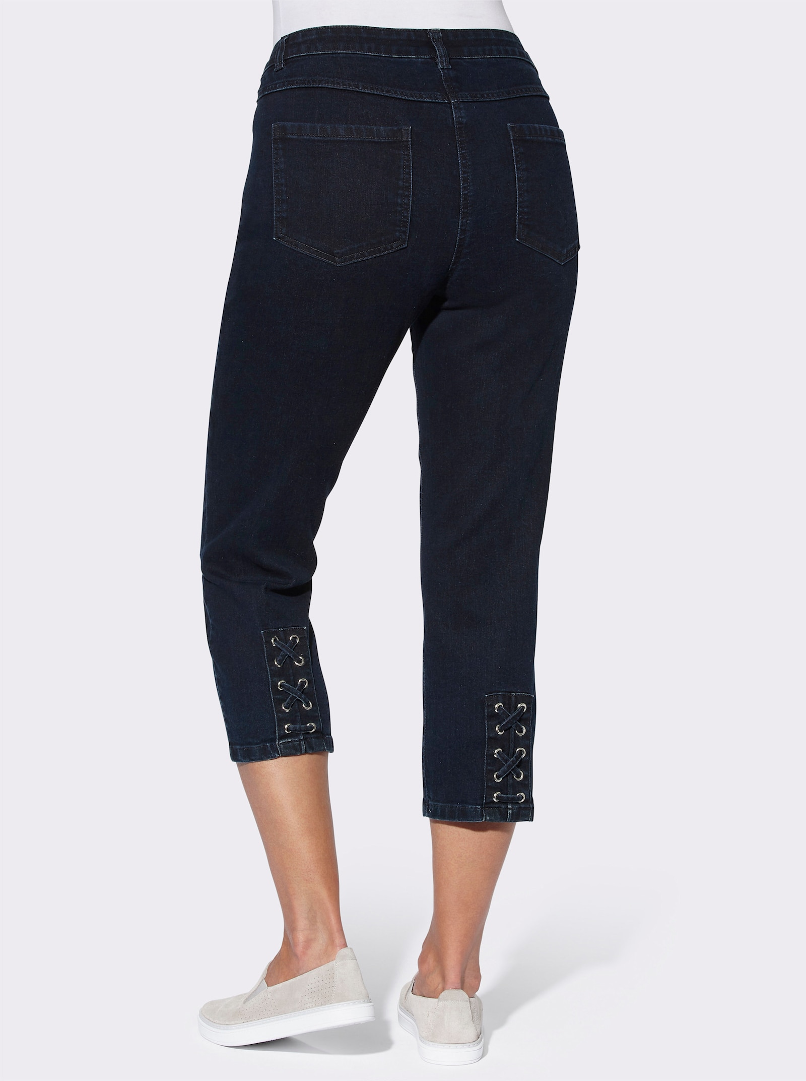 Jean 3/4 avec rubans décoratifs - bleu denim foncé