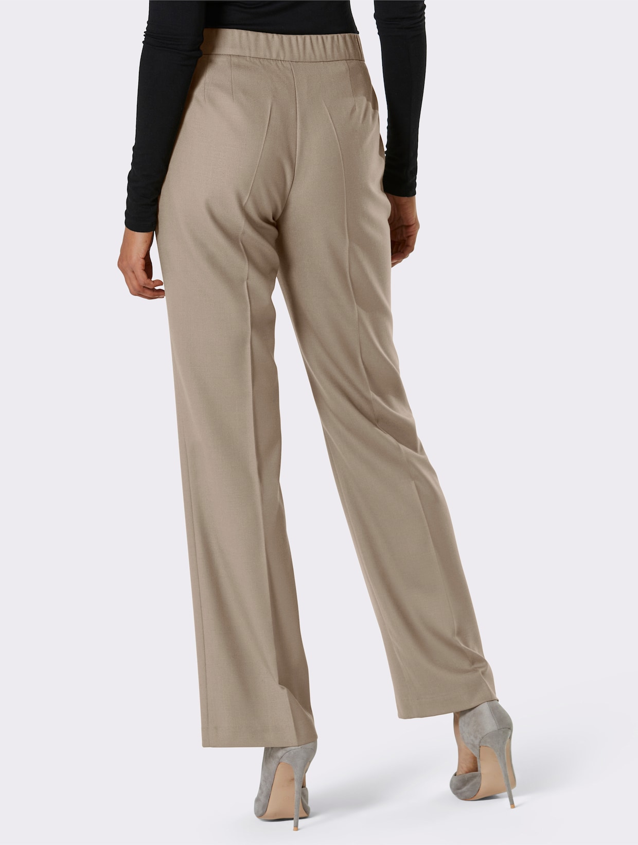 CREATION L PREMIUM Pantalon en mérinos et viscose - beige