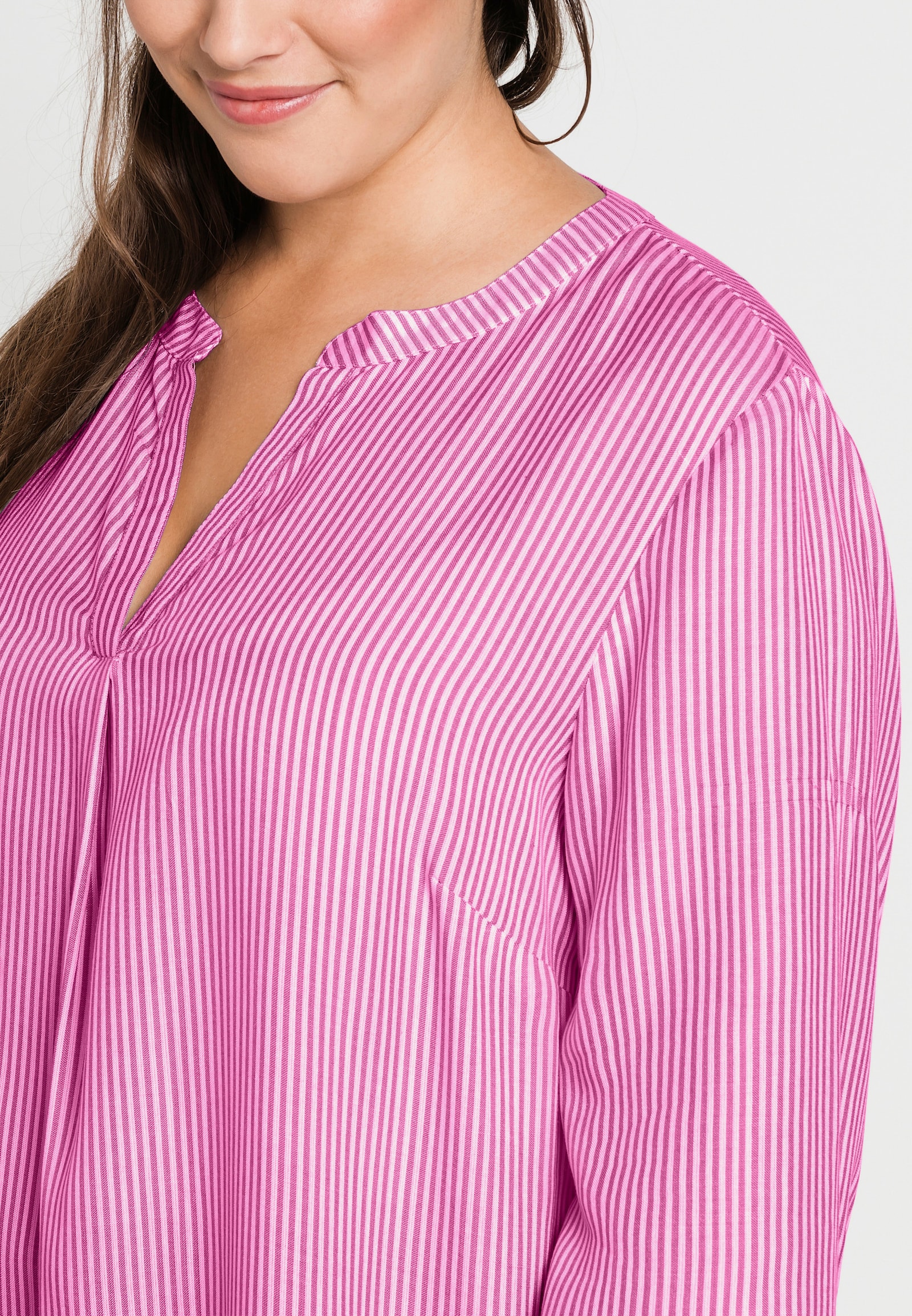 sheego Tunika - magenta-weiß-gestreift