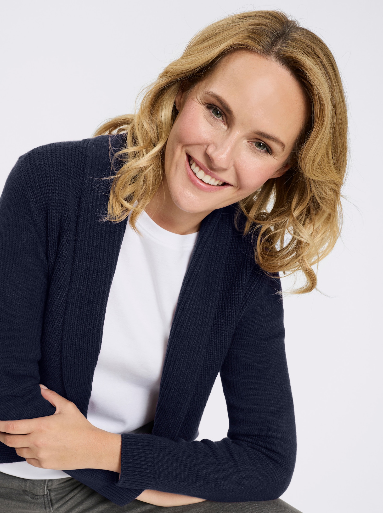 Strickjacke mit Schalkragen - marine