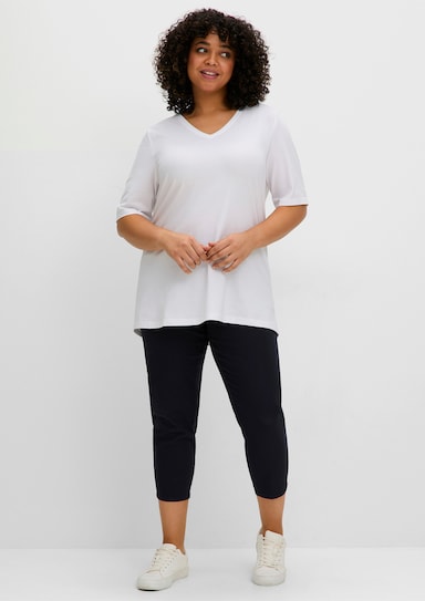 sheego V-Shirt - weiß