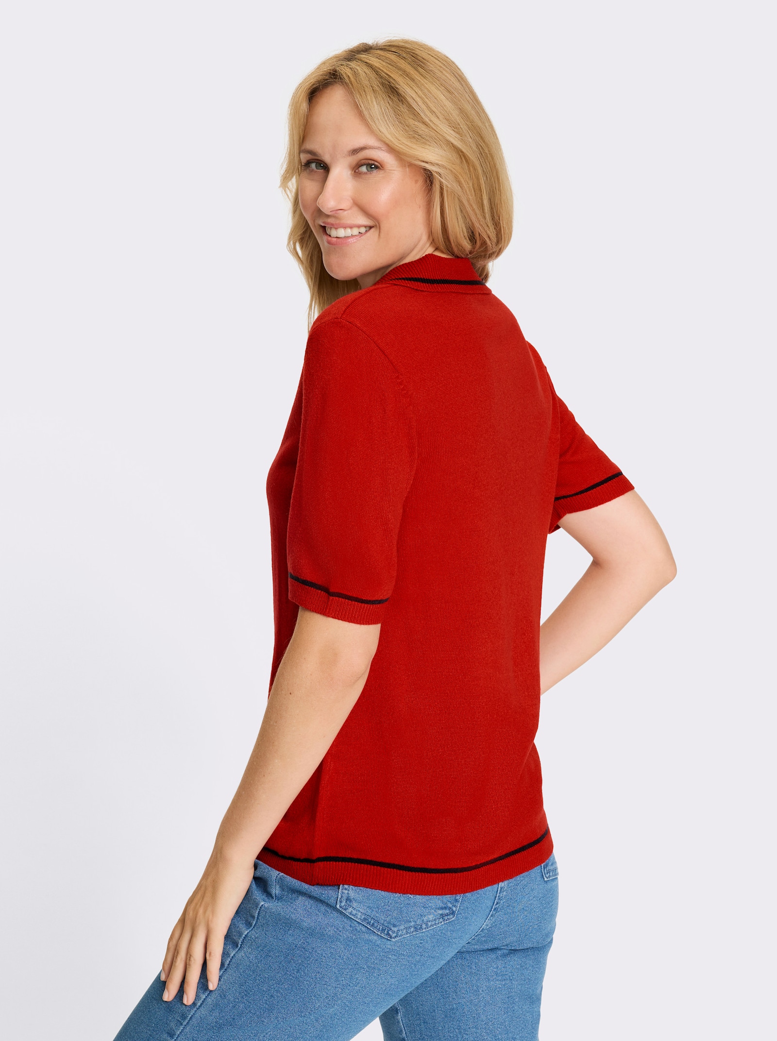 Polopullover met contrasterende accenten - rood