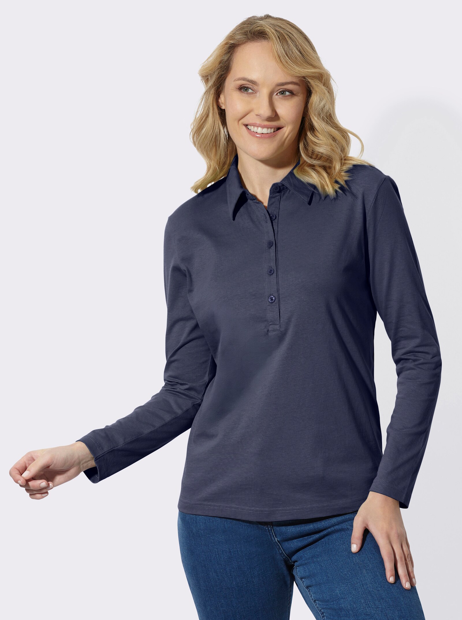 Poloshirt aus reiner Baumwolle - marine