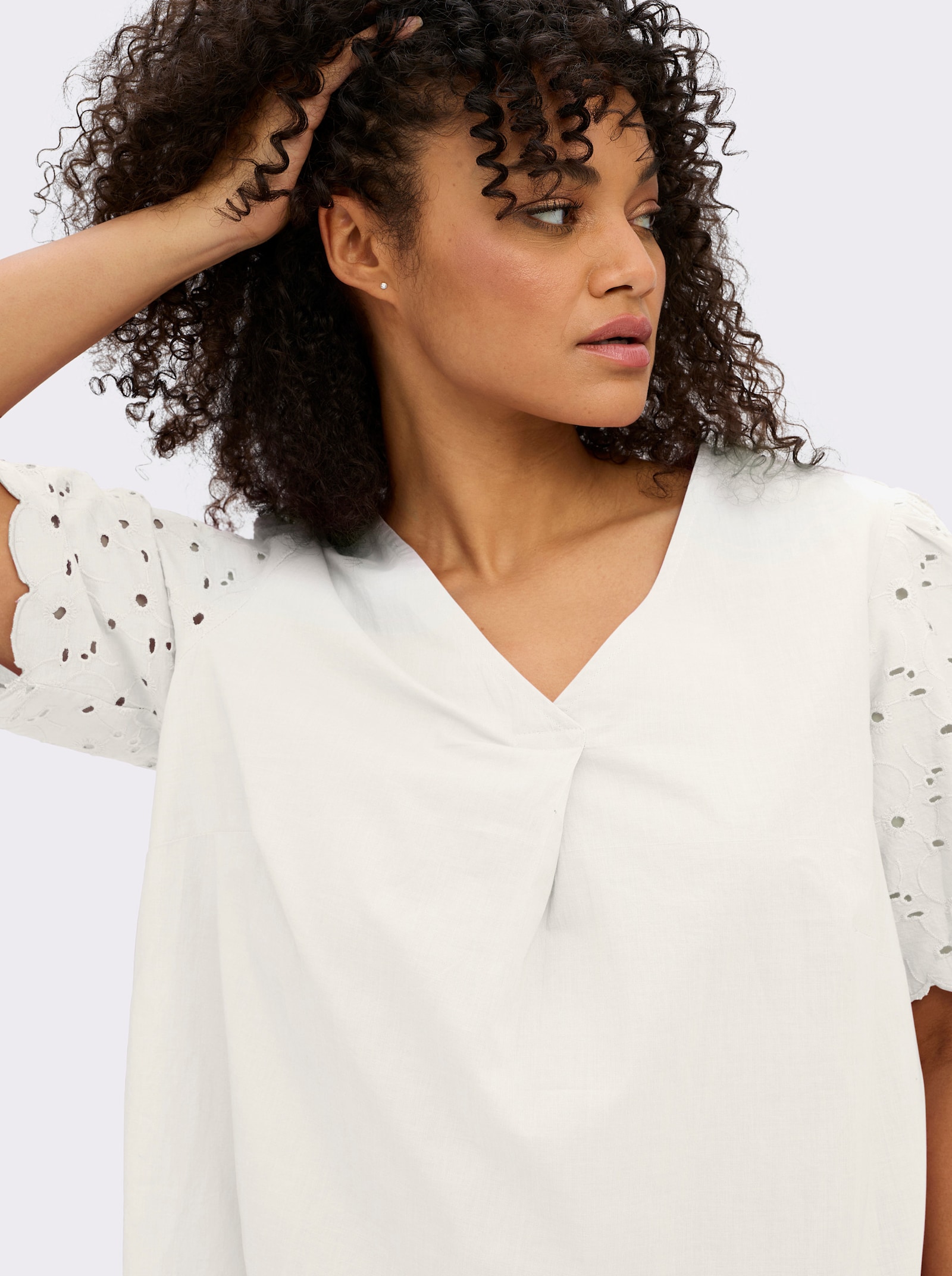 sheego Tunika mit Lockstickerei - ecru