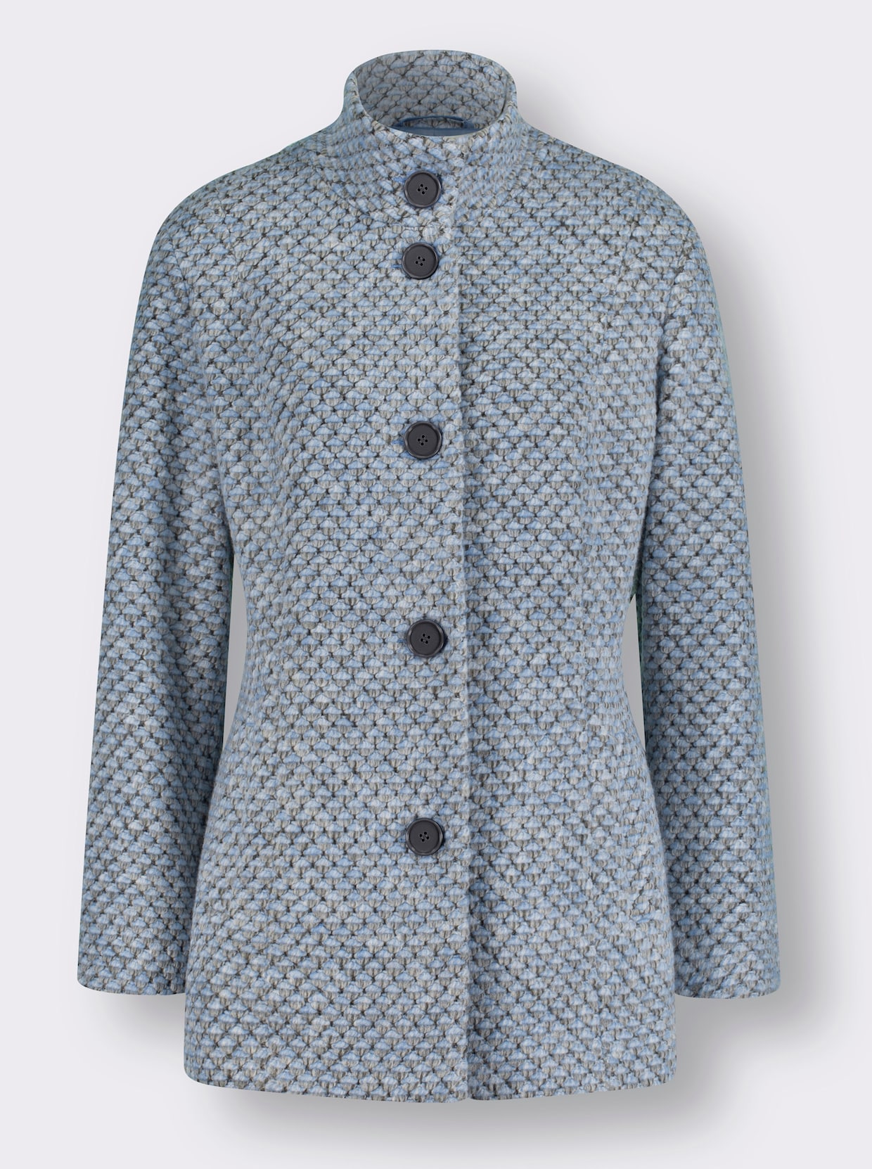 Kabátek z buklé - modrá-vzor