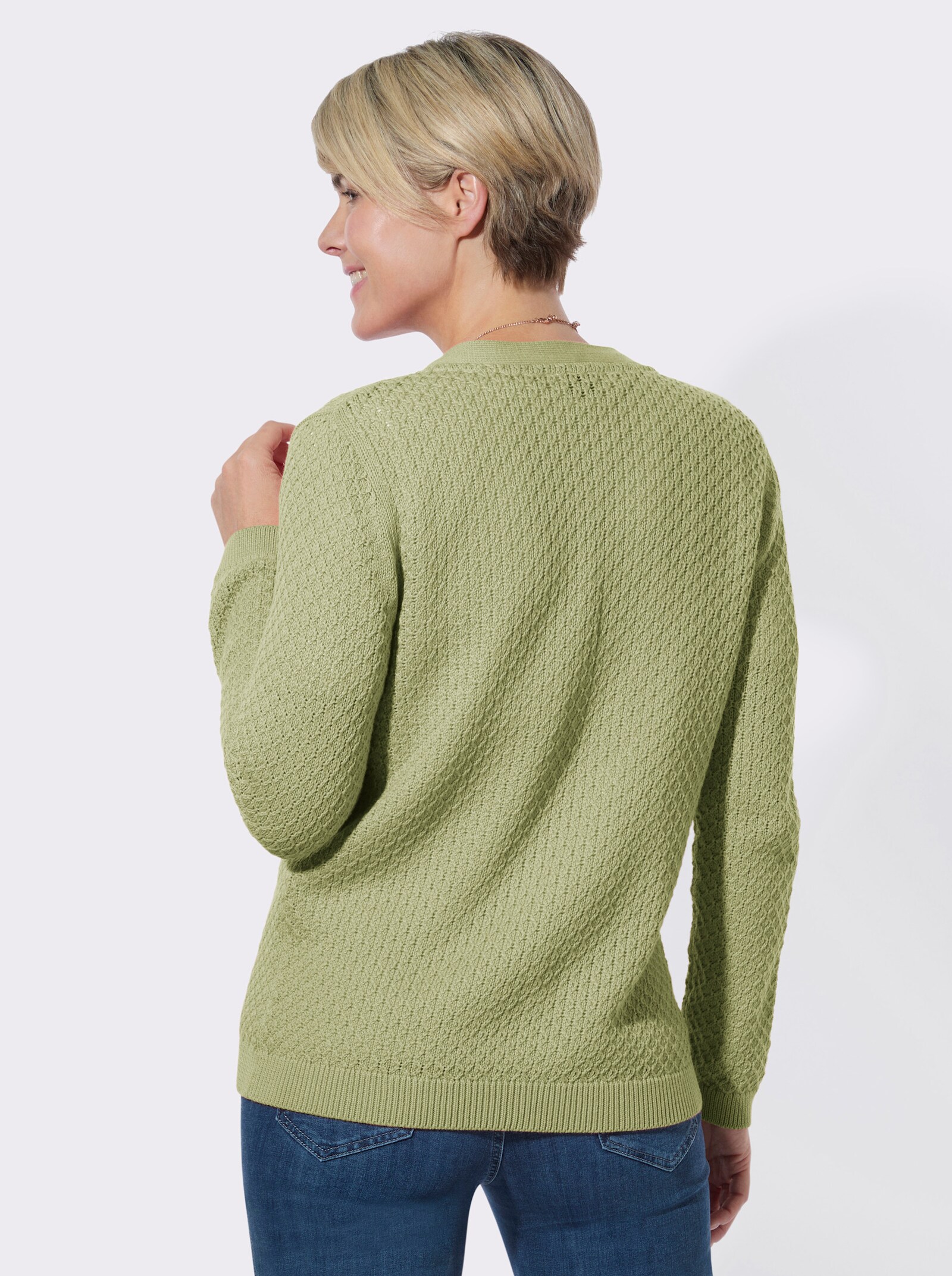 Strickjacke mit Rautenmuster - lindgrün