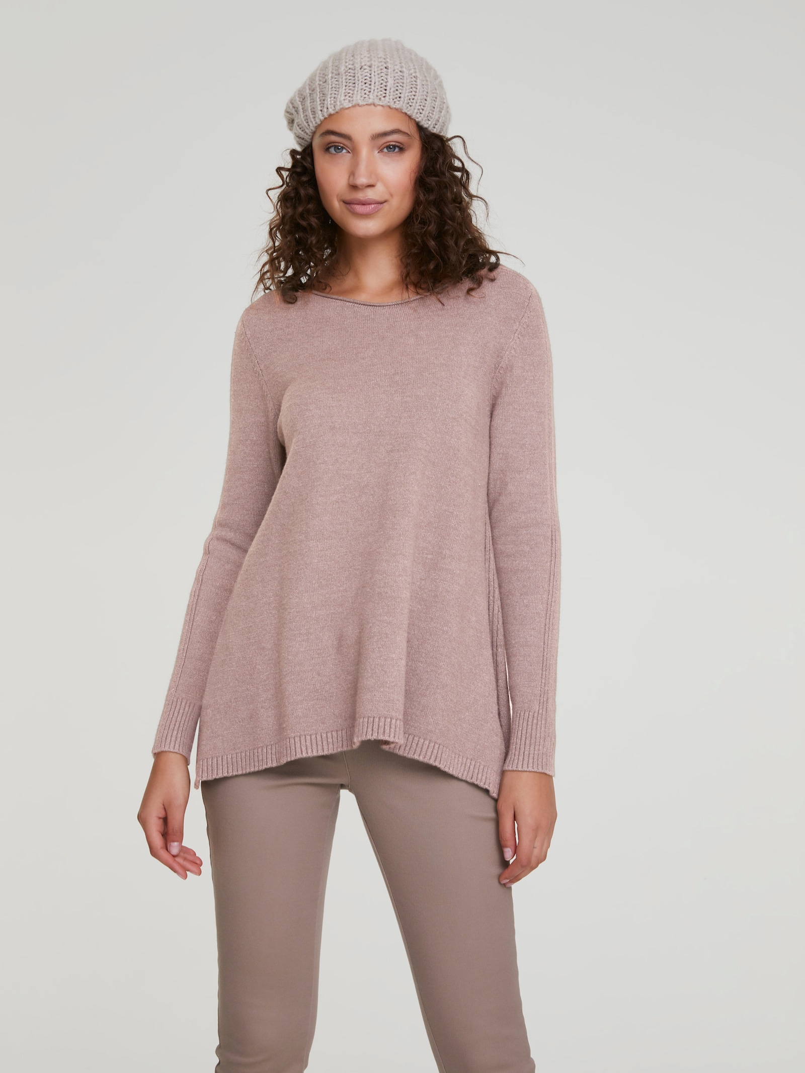 heine Longpullover mit großzügigem Rundhals-Ausschnitt - rosé