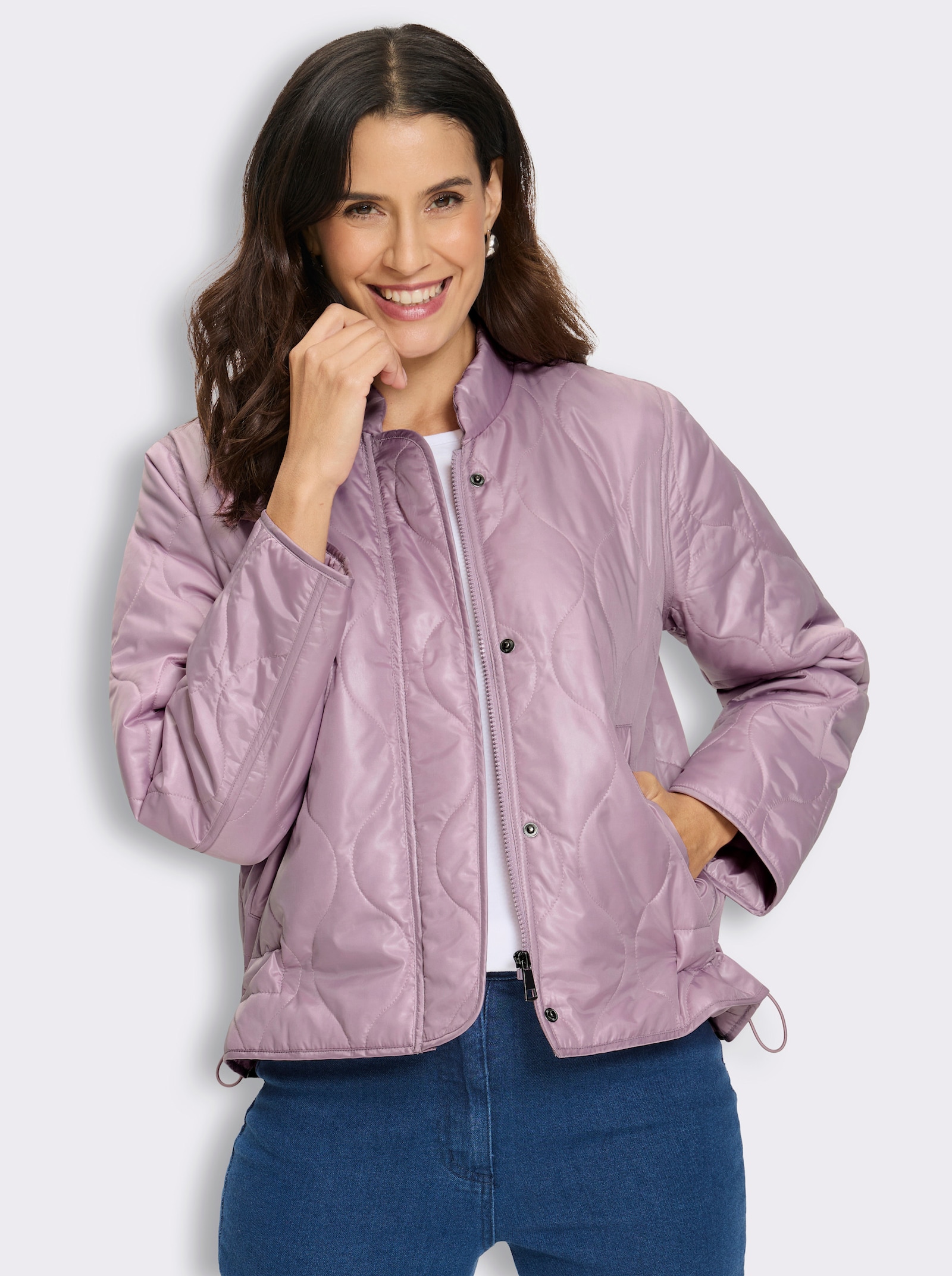Steppjacke mit Ziernähten - mauve