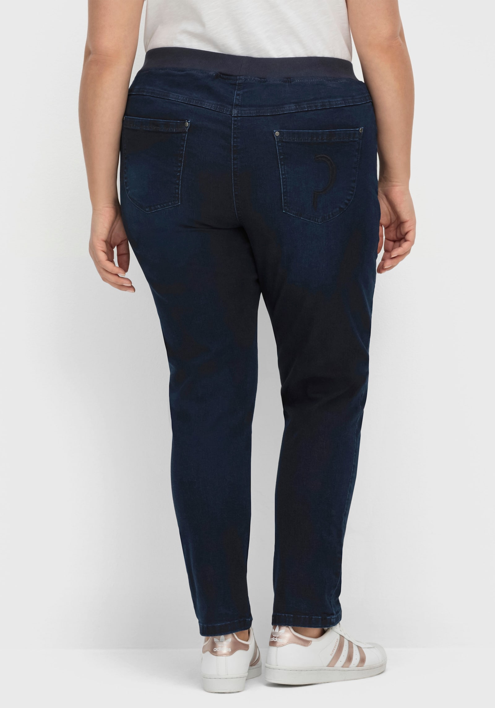 CREATION L PREMIUM Jeans mit Rippenstrick-Bund - dark blue