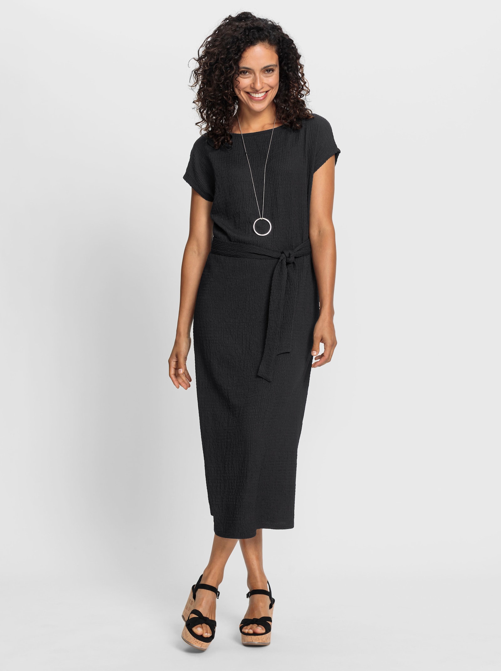 Jerseykleid in Struktur-Qualität - schwarz