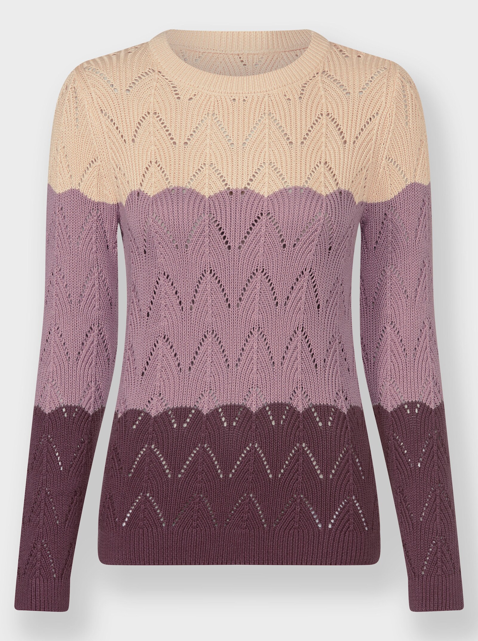 Ajourpullover met kleurverloop - bordeaux/mauve gedessineerd