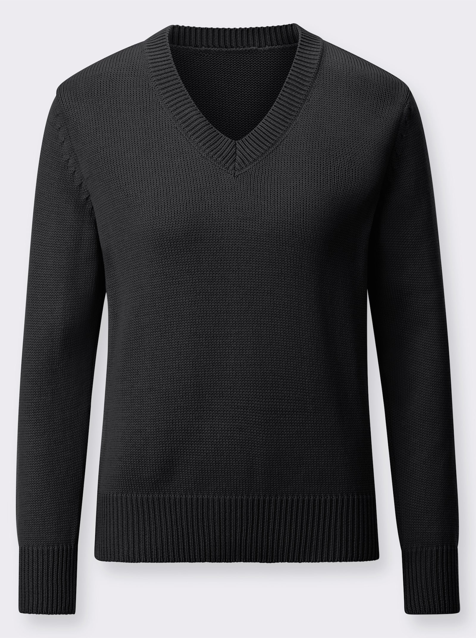Pull à encolure en V en coton - noir