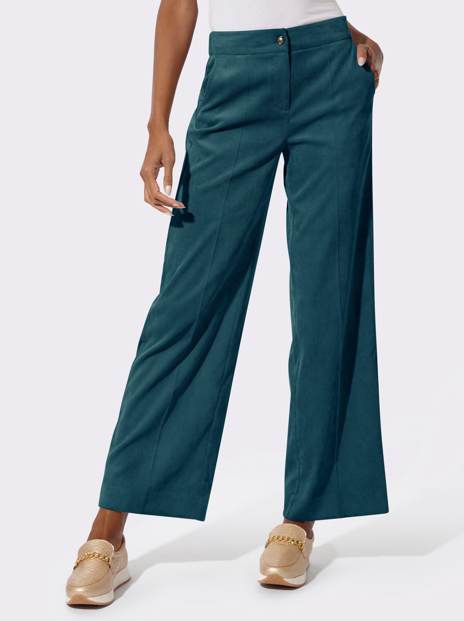 Cordhose mit Dehnbund hinten - petrol