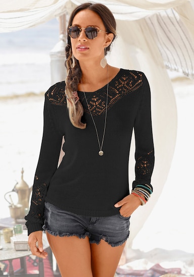 LASCANA Strandpullover - zwart