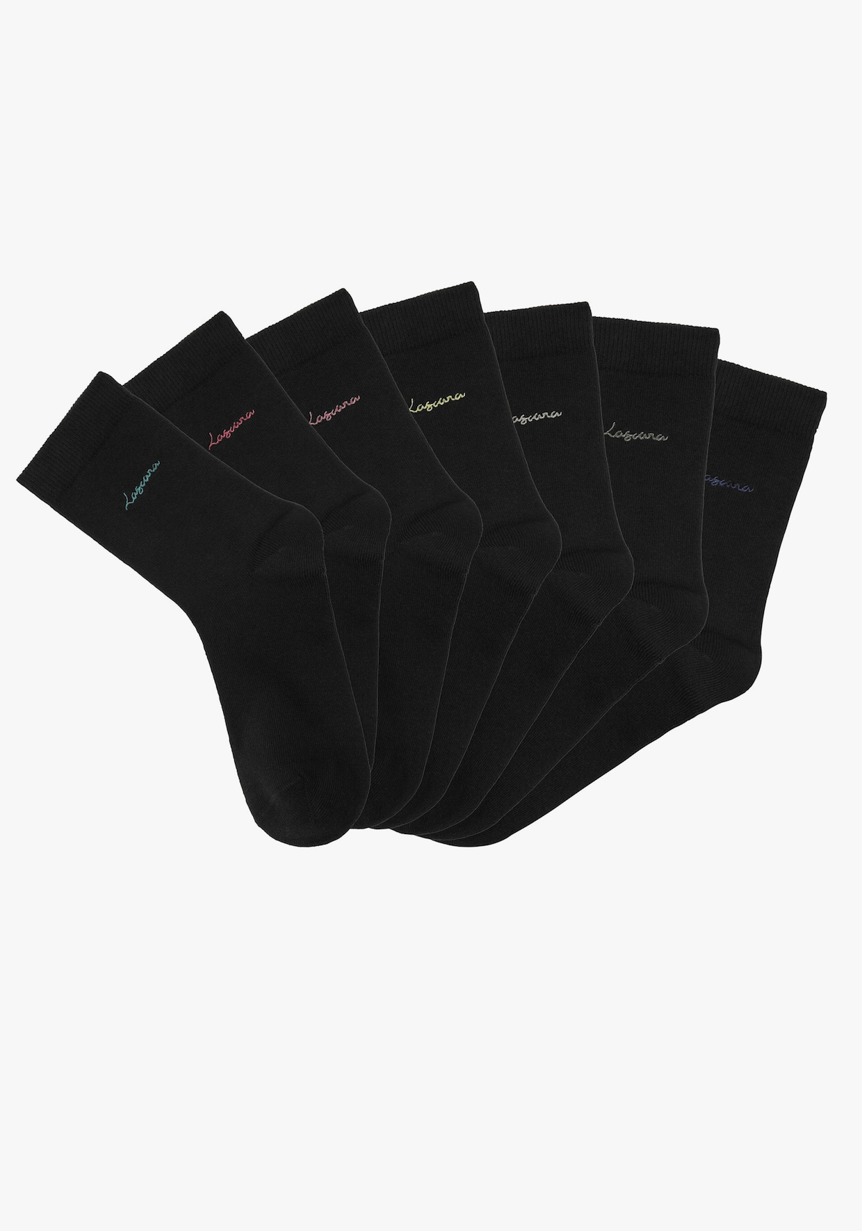 LASCANA chaussettes basiques - 7x noir