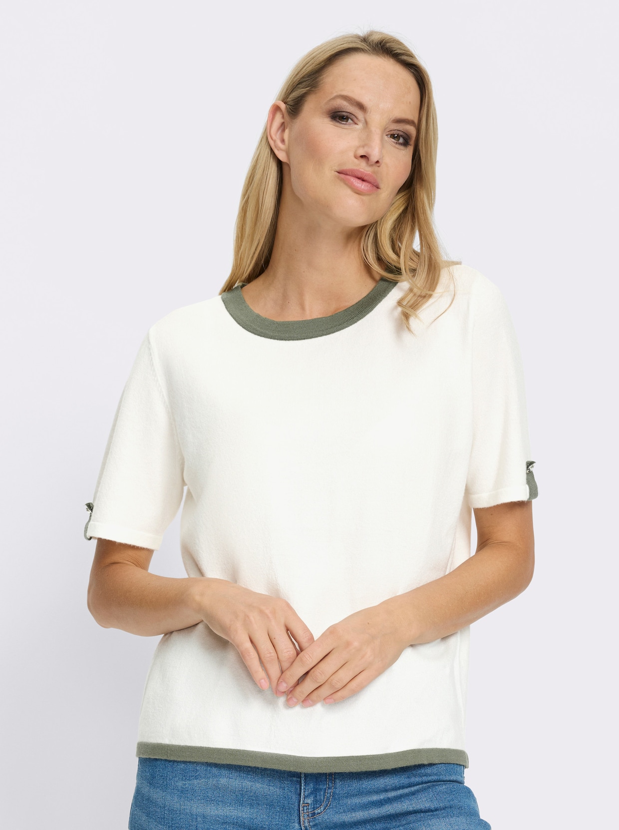 heine Kurzarmpullover - ecru